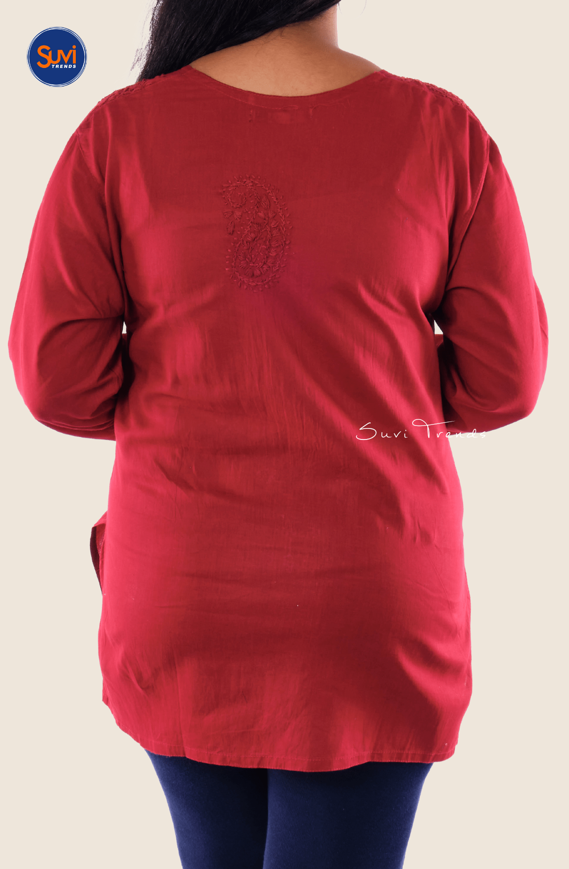 Lucknowi Hand Embroidered Chikankari Top - Maroon