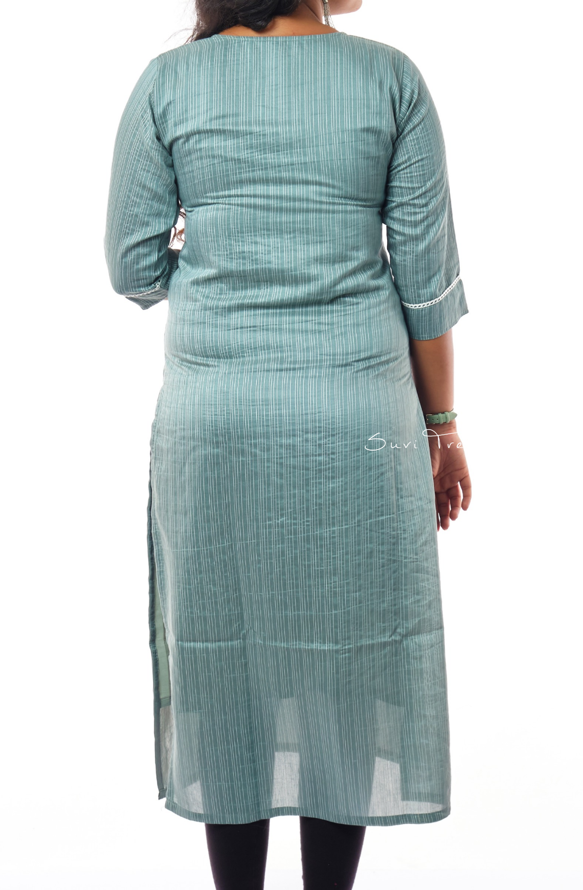 Contrast Floral Motif Embroidered Kurta with Embroidered Dupatta - Steal Blue