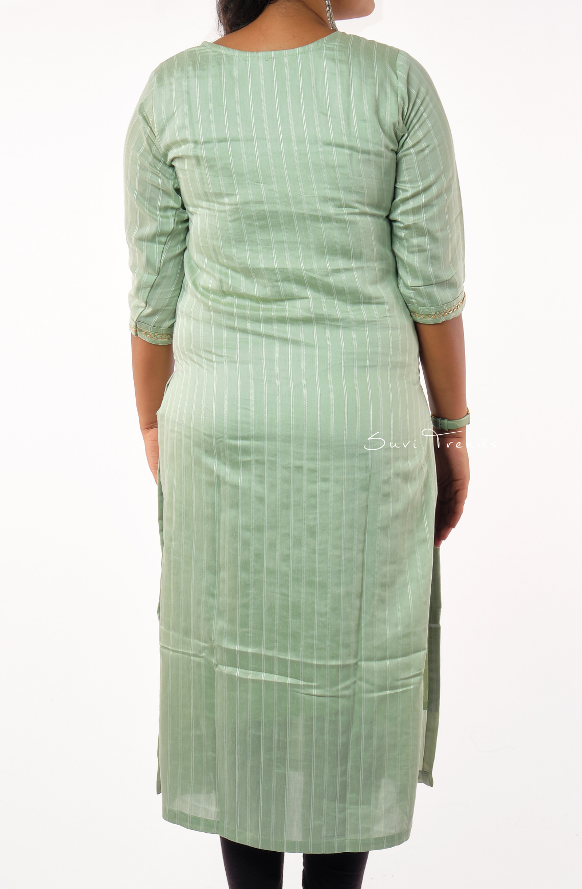 Contrast Floral Embroidered Kurta with Embroidered Dupatta - Olive Green