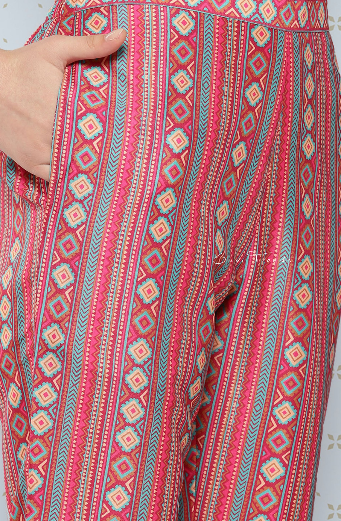 Yoke Embroidered Solid Kurta Set - Pink