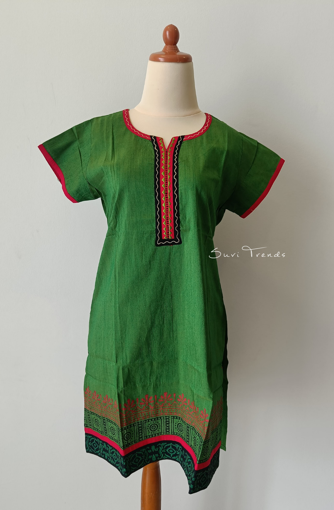 Hand Block Printed Straight Kurta - Green