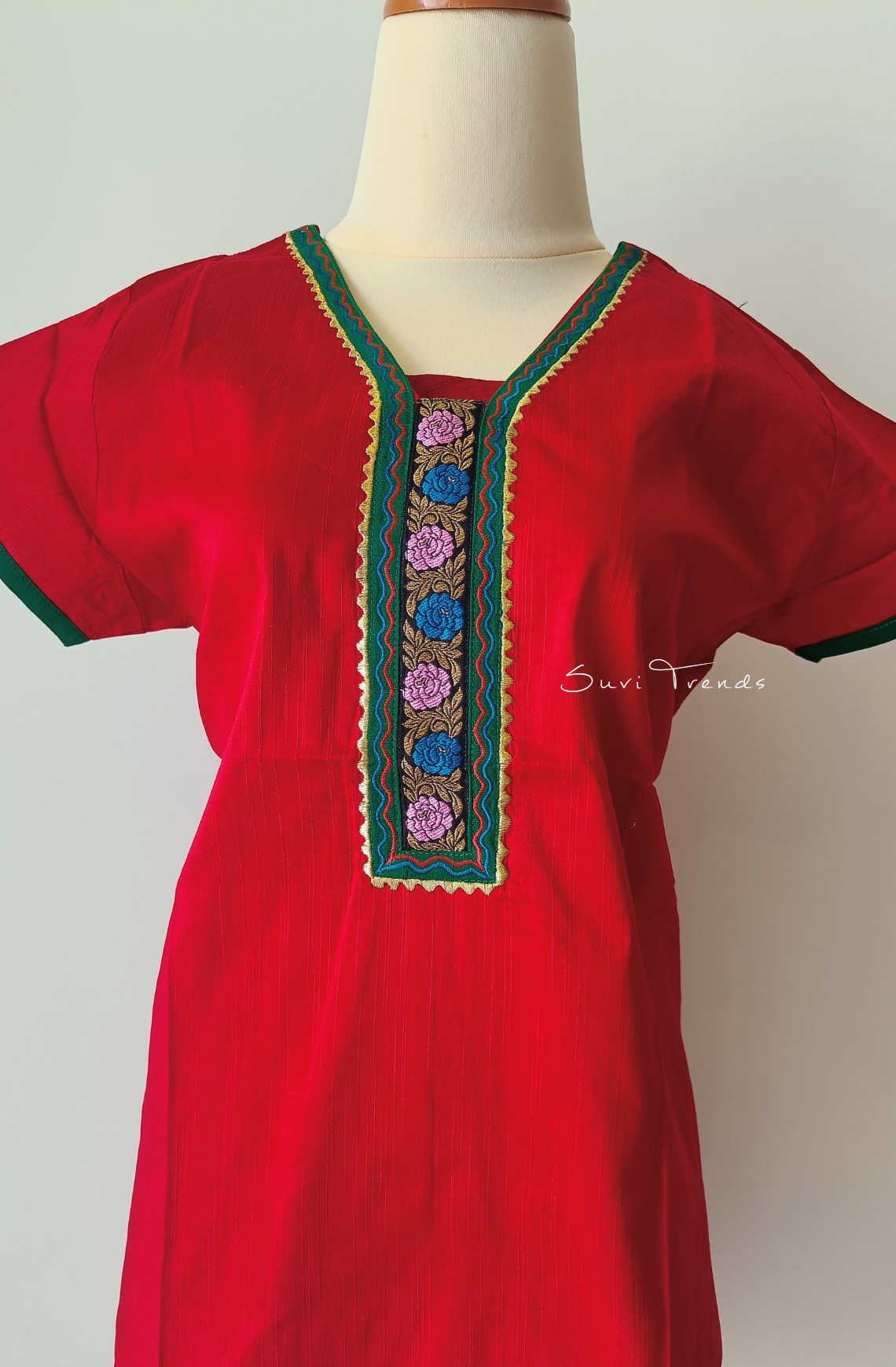 Hand Block Printed Straight Kurta - Red