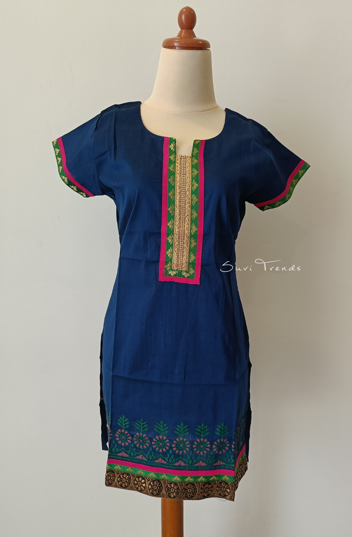 Hand Block Printed Straight Kurta - Blue