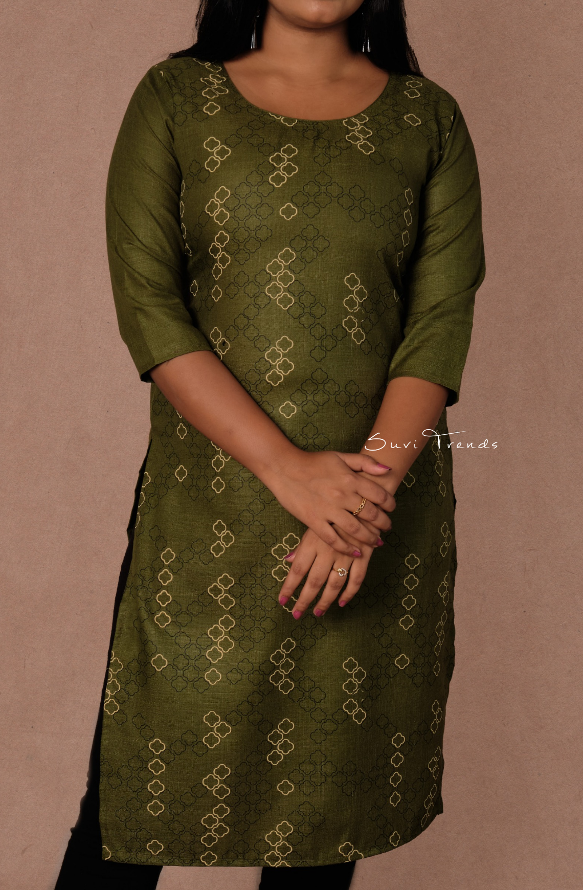 Cotton Printed Straight Kurta - Green