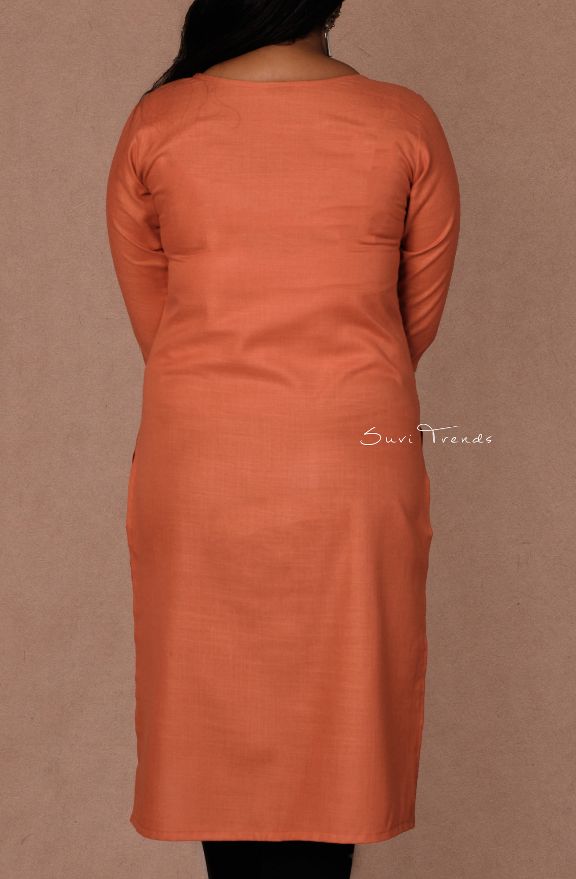 Cotton Printed Straight Kurta - Peach