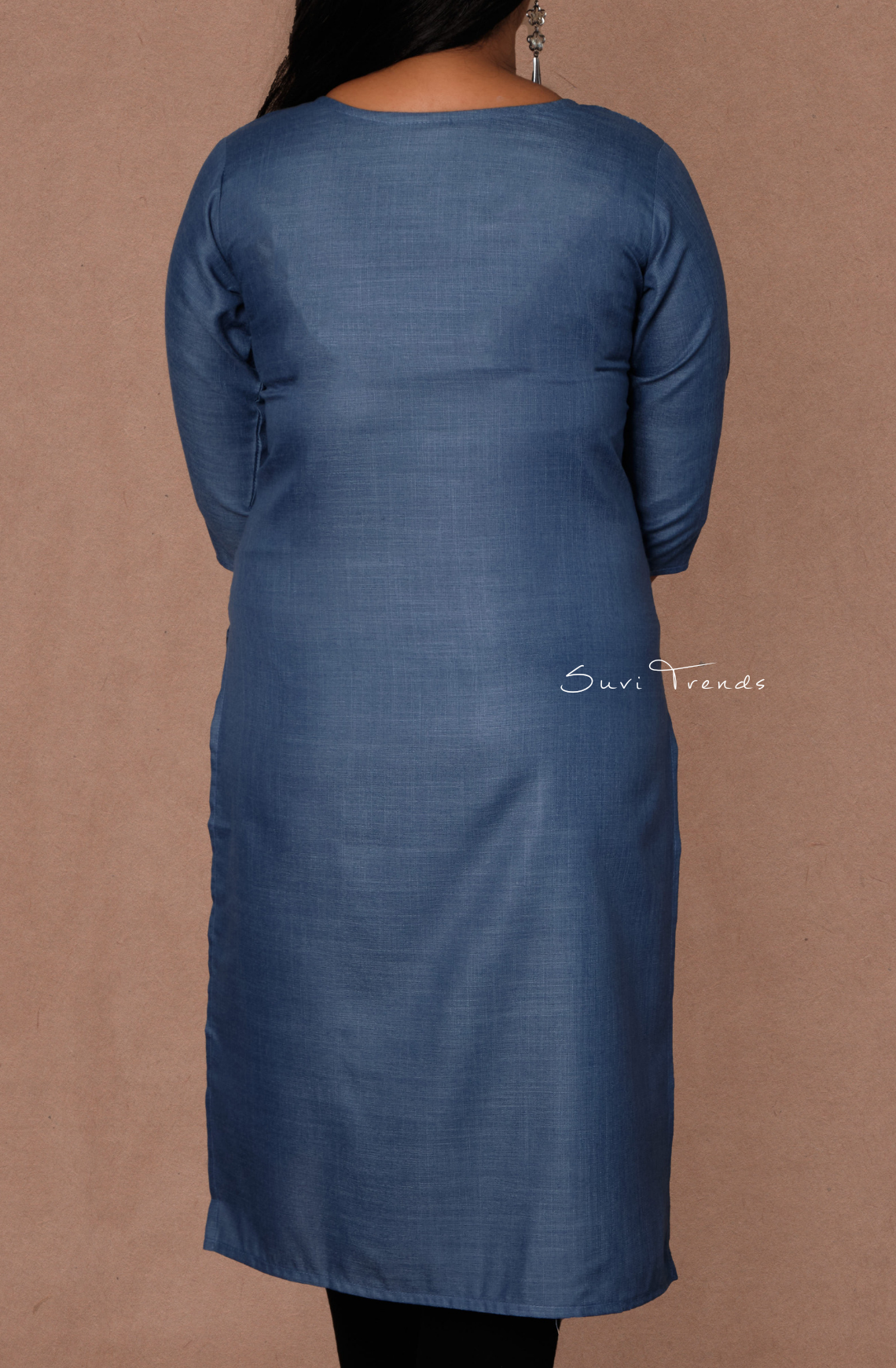 Cotton Printed Straight Kurta - Blue