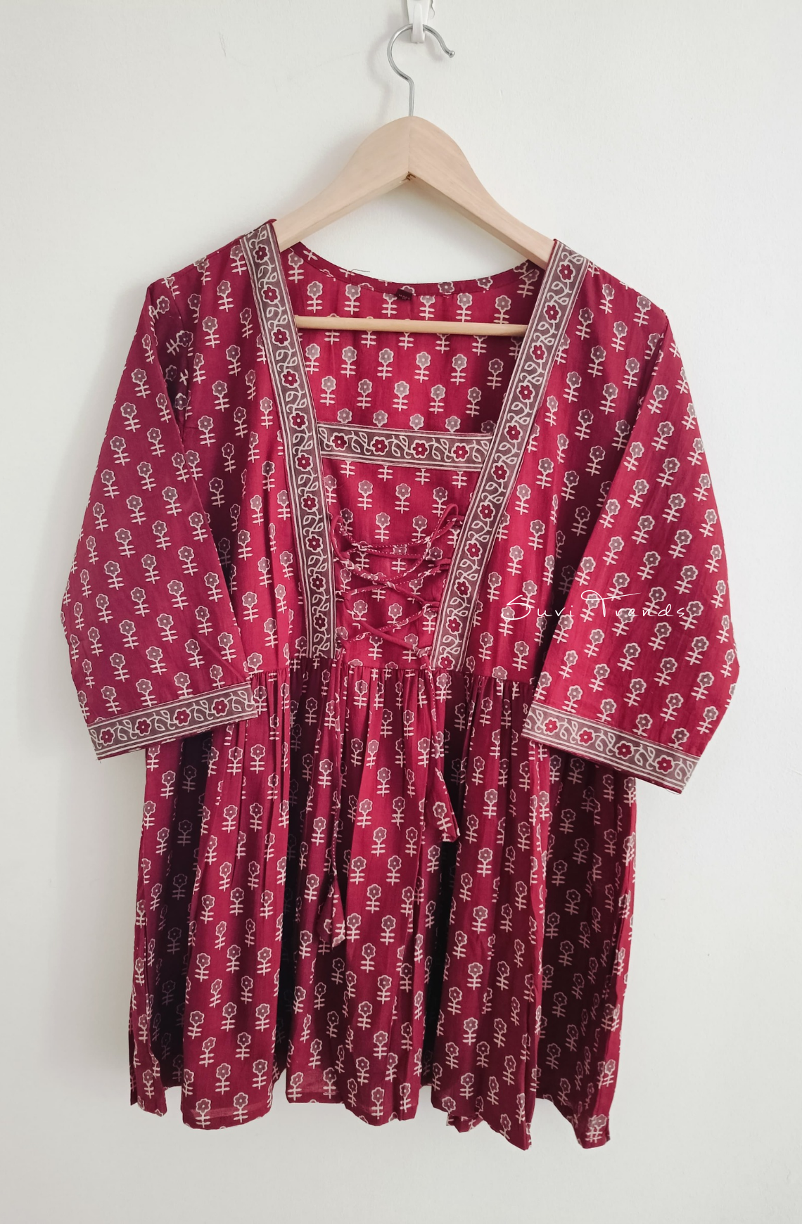Cotton Zig Zag Dori Top - Red