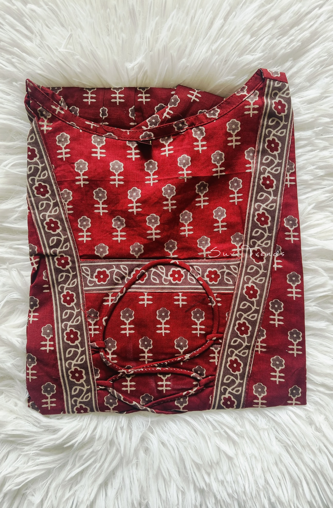 Cotton Zig Zag Dori Top - Red