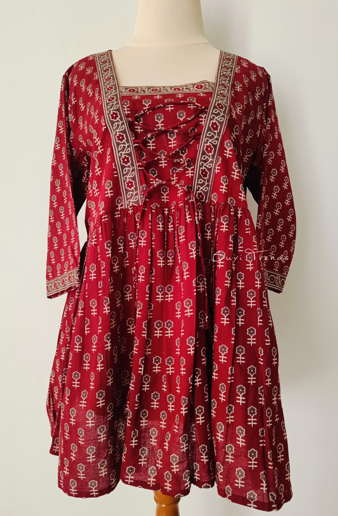 Cotton Zig Zag Dori Top - Red