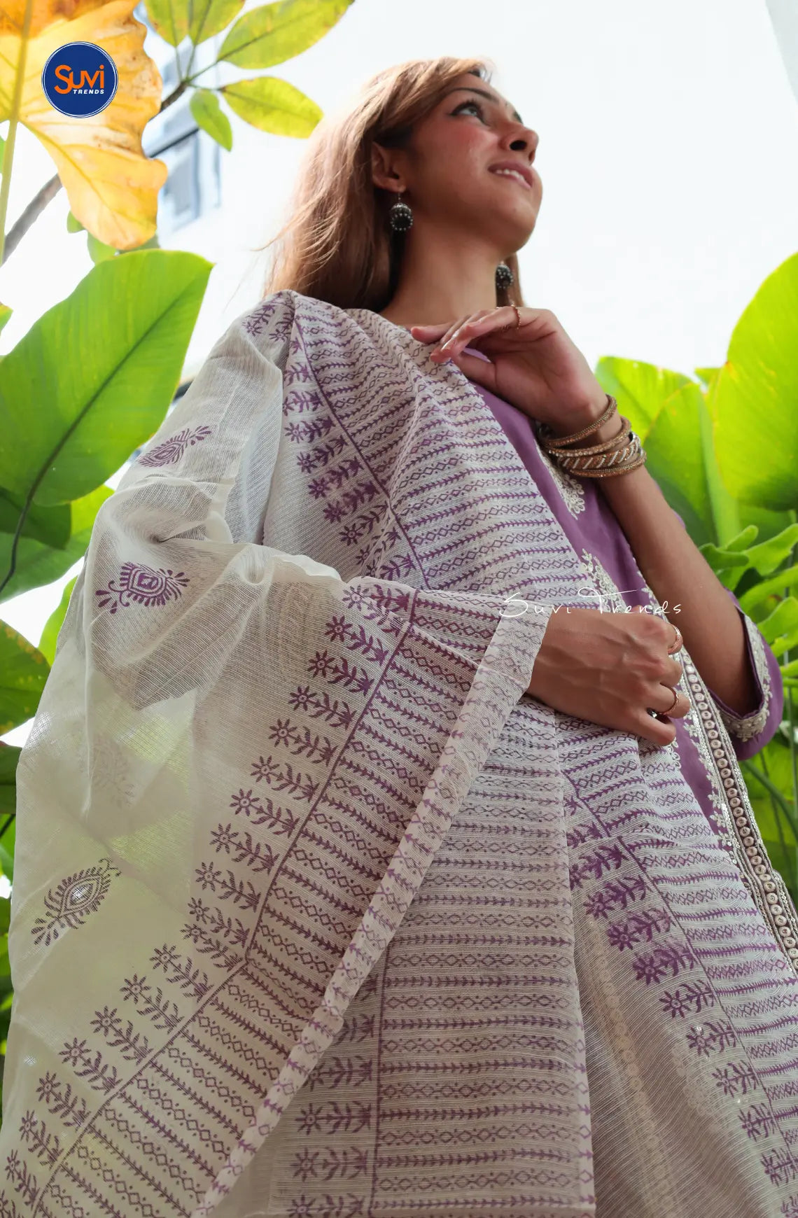 All Over Floral Embroidered Suit Set - Lavender