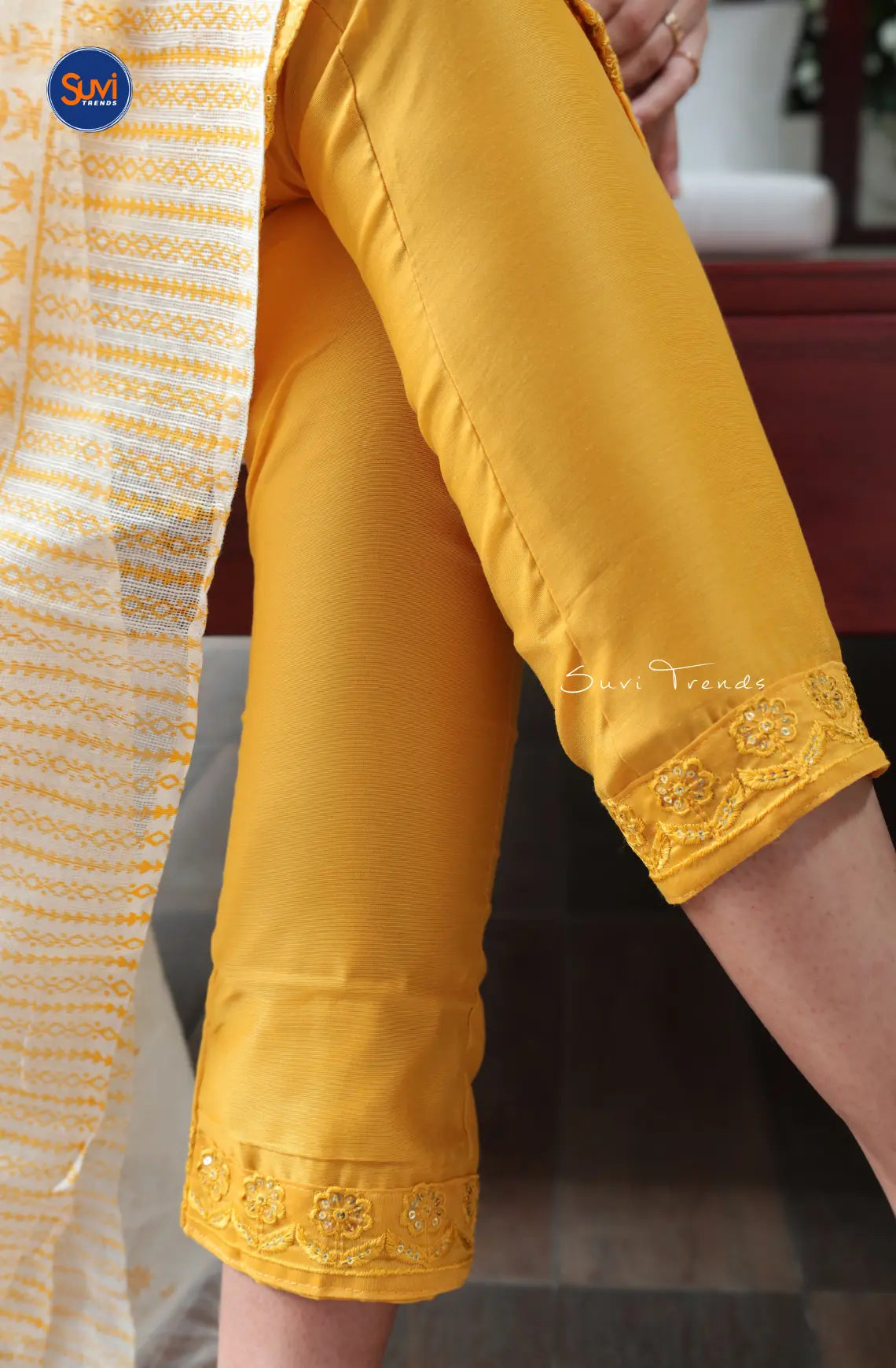 All Over Sequins Embroidered Suit Set - Yellow