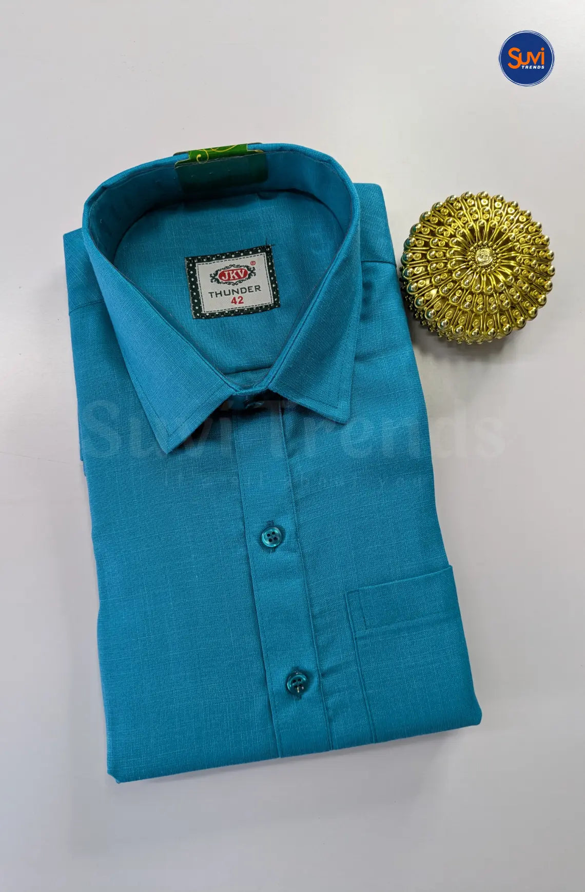 Casual Men's Cotton Dhoti Set - Aqua Blue