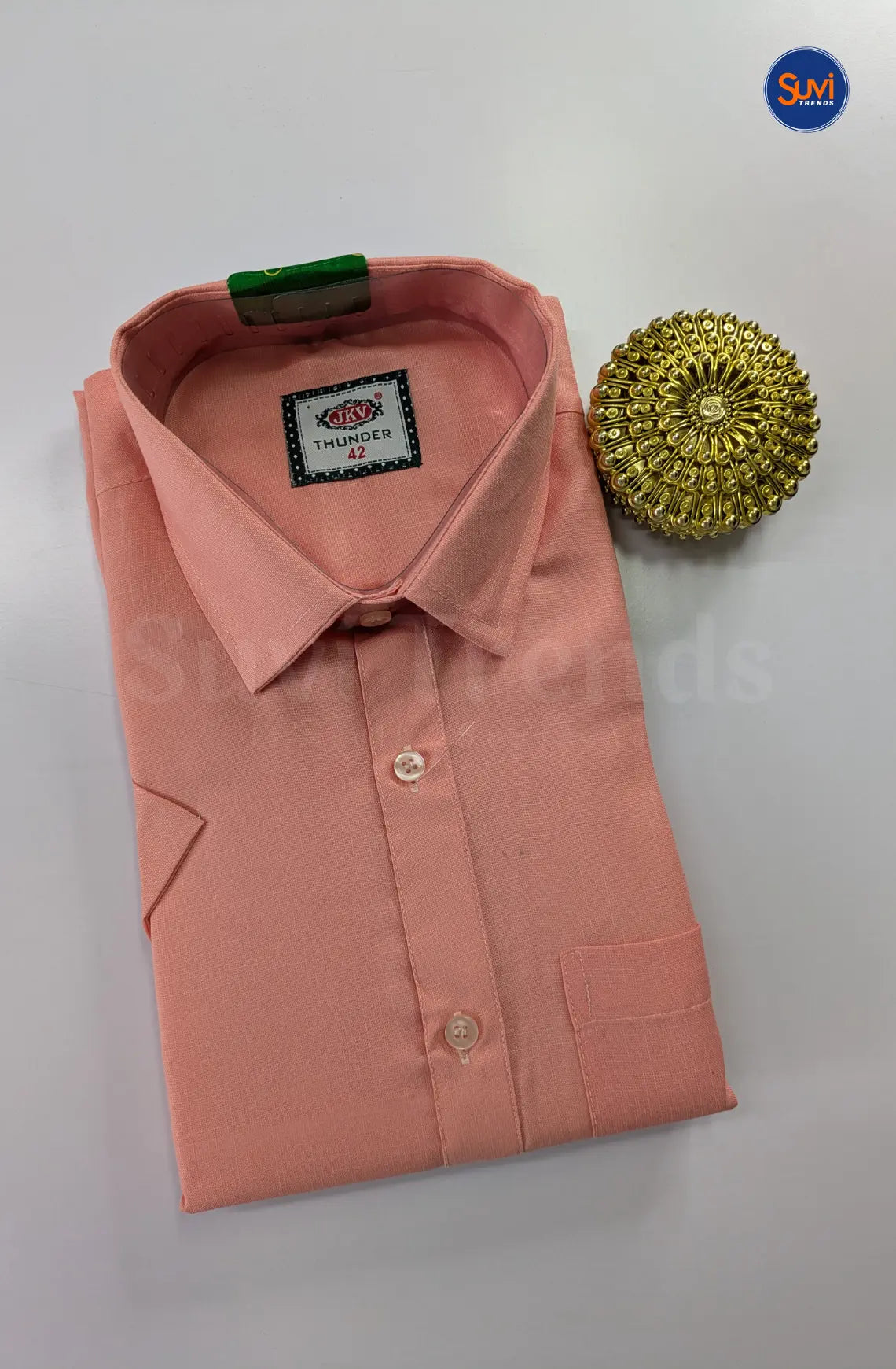 Casual Men's Cotton Dhoti Set - Dark Peach
