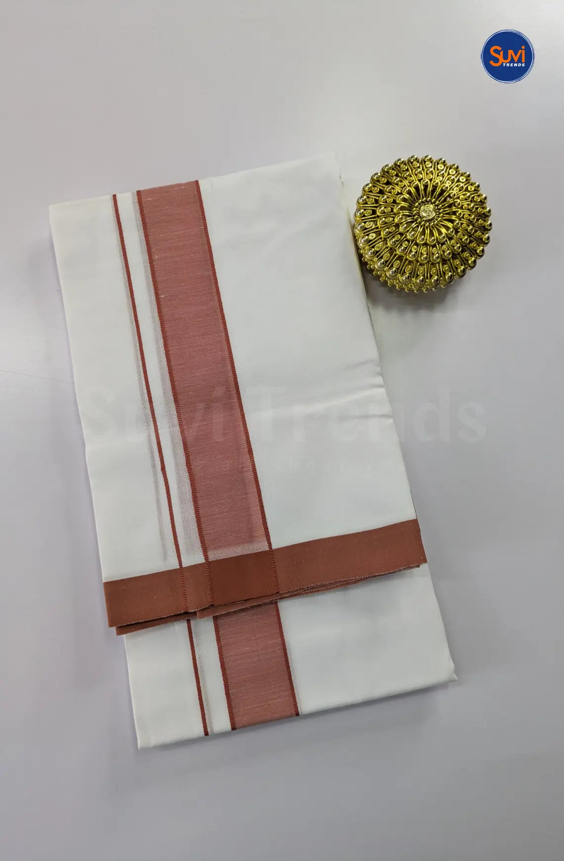 Casual Men's Cotton Dhoti Set - Dark Peach