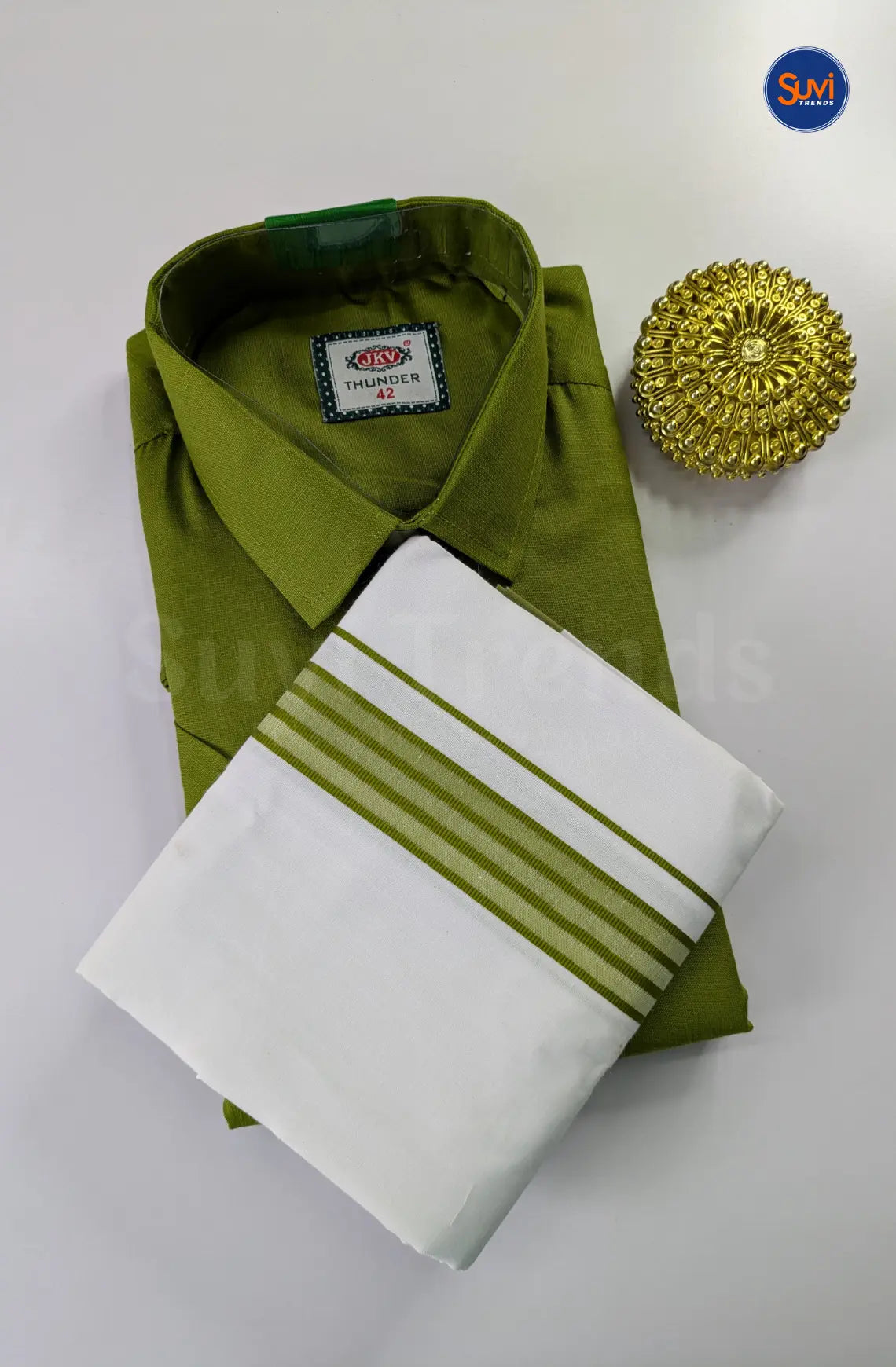 Casual Men's Cotton Dhoti Set - Green