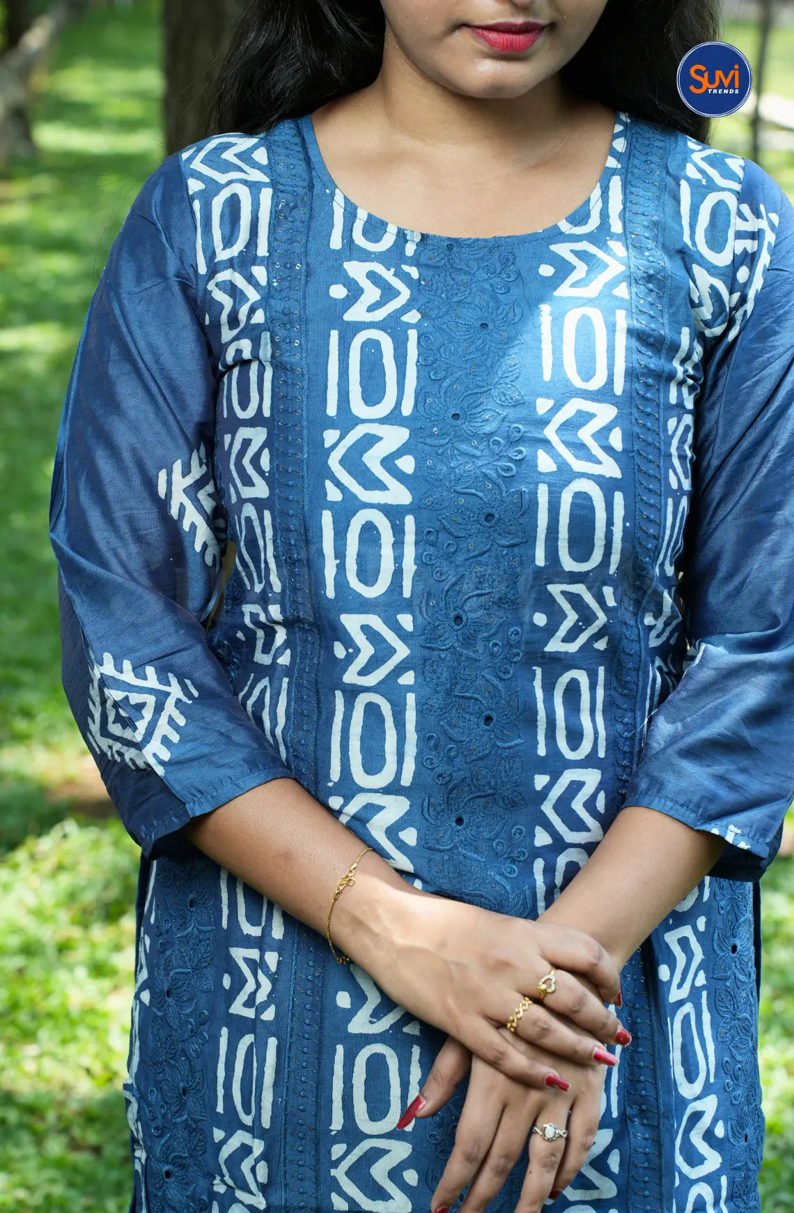Cotton Printed Suit Set with Dupatta - Blue
