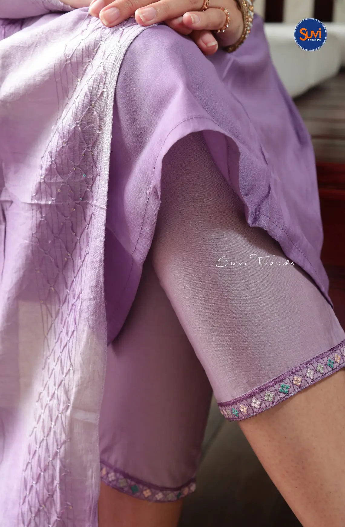 Embroidered Suit Set with Dupatta - Purple