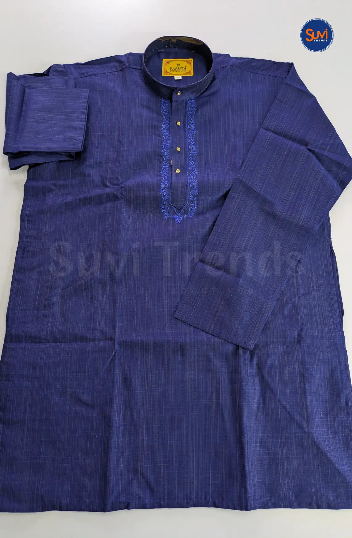 Ethnic Men's Cotton Kurta and Dhoti Set - Royal Blue