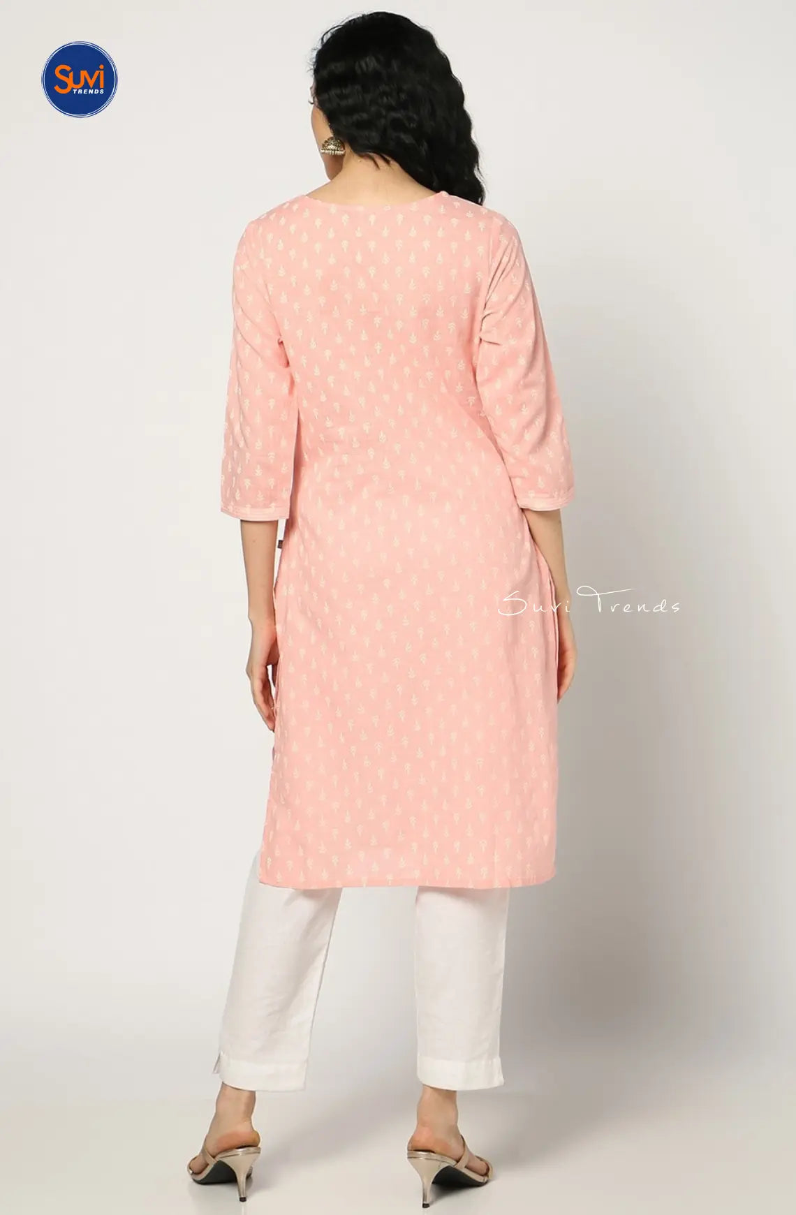 Yoke Embroidered Straight Kurta - Light Pink