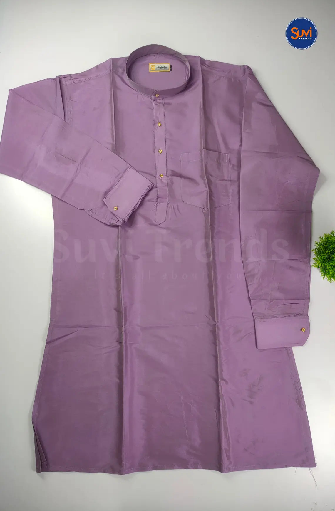Premium Art Silk Kurta And Dhoti set - Dark Lavender
