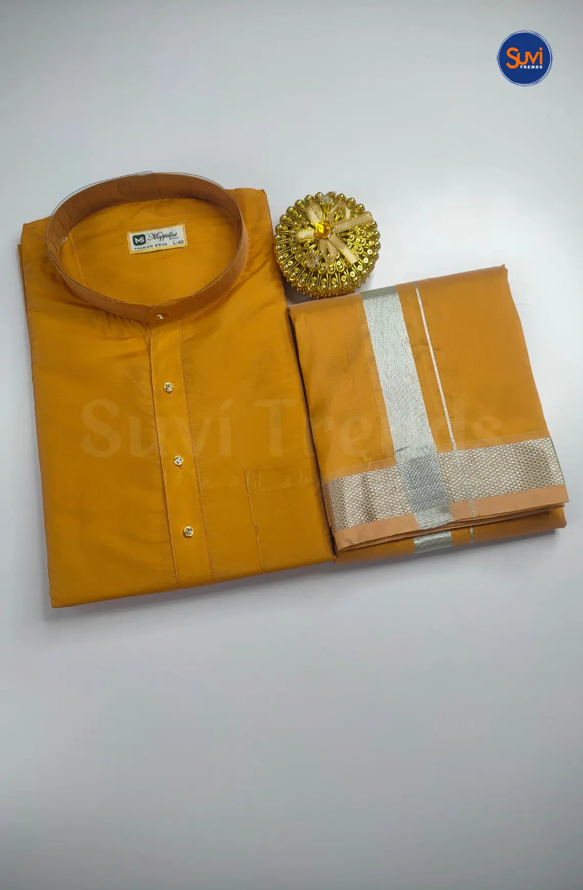 Premium Art Silk Kurta And Dhoti set - Gajal Gold