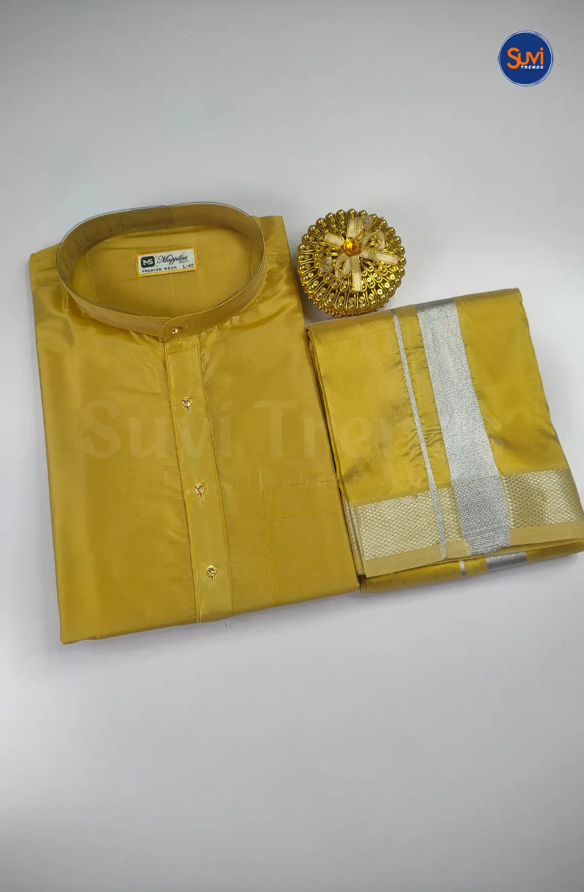 Premium Art Silk Kurta And Dhoti set - Jari Gold