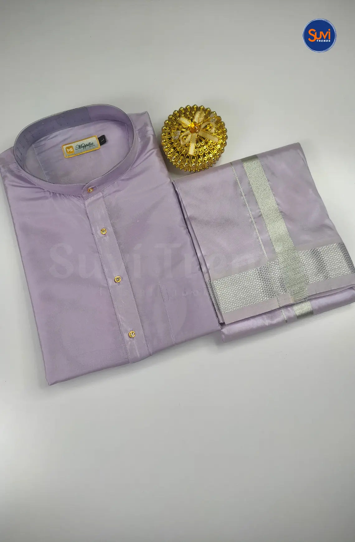 Premium Art Silk Kurta And Dhoti set - Lavender