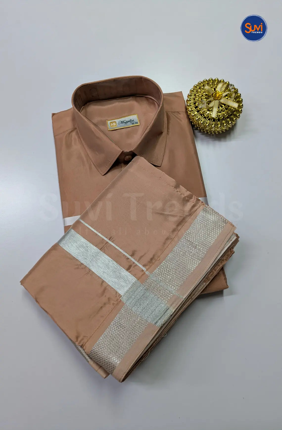 Premium Japan Silk Dhoti Set - Copper
