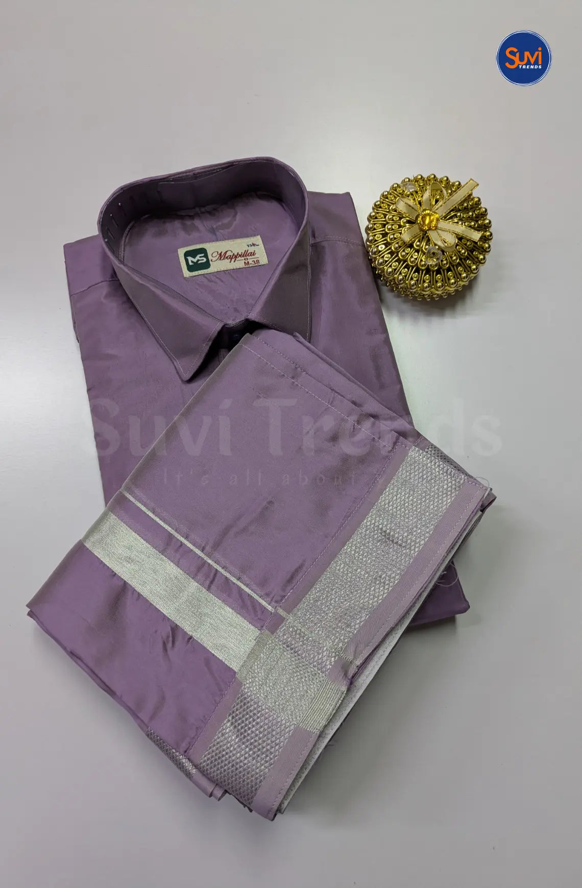Premium Japan Silk Dhoti Set - Dark Lavender