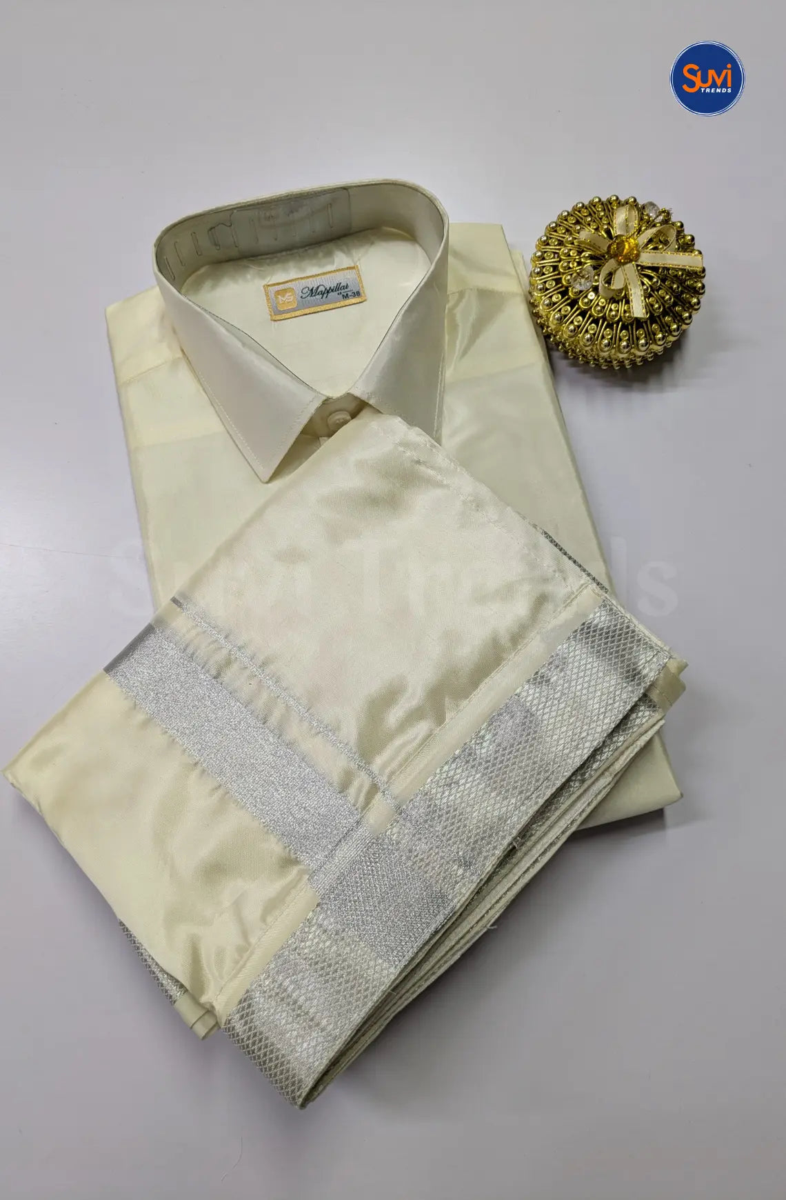 Premium Japan Silk Dhoti Set - Off White
