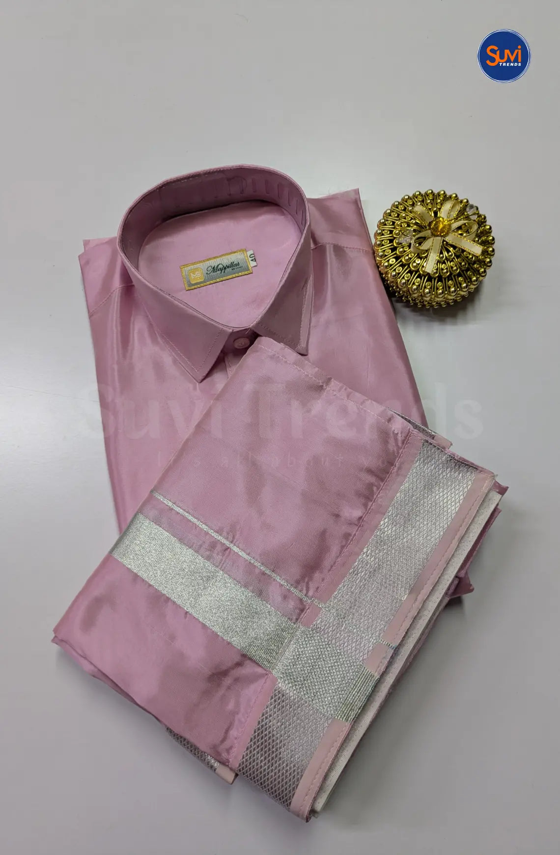 Premium Japan Silk Dhoti Set - Rosy Pink