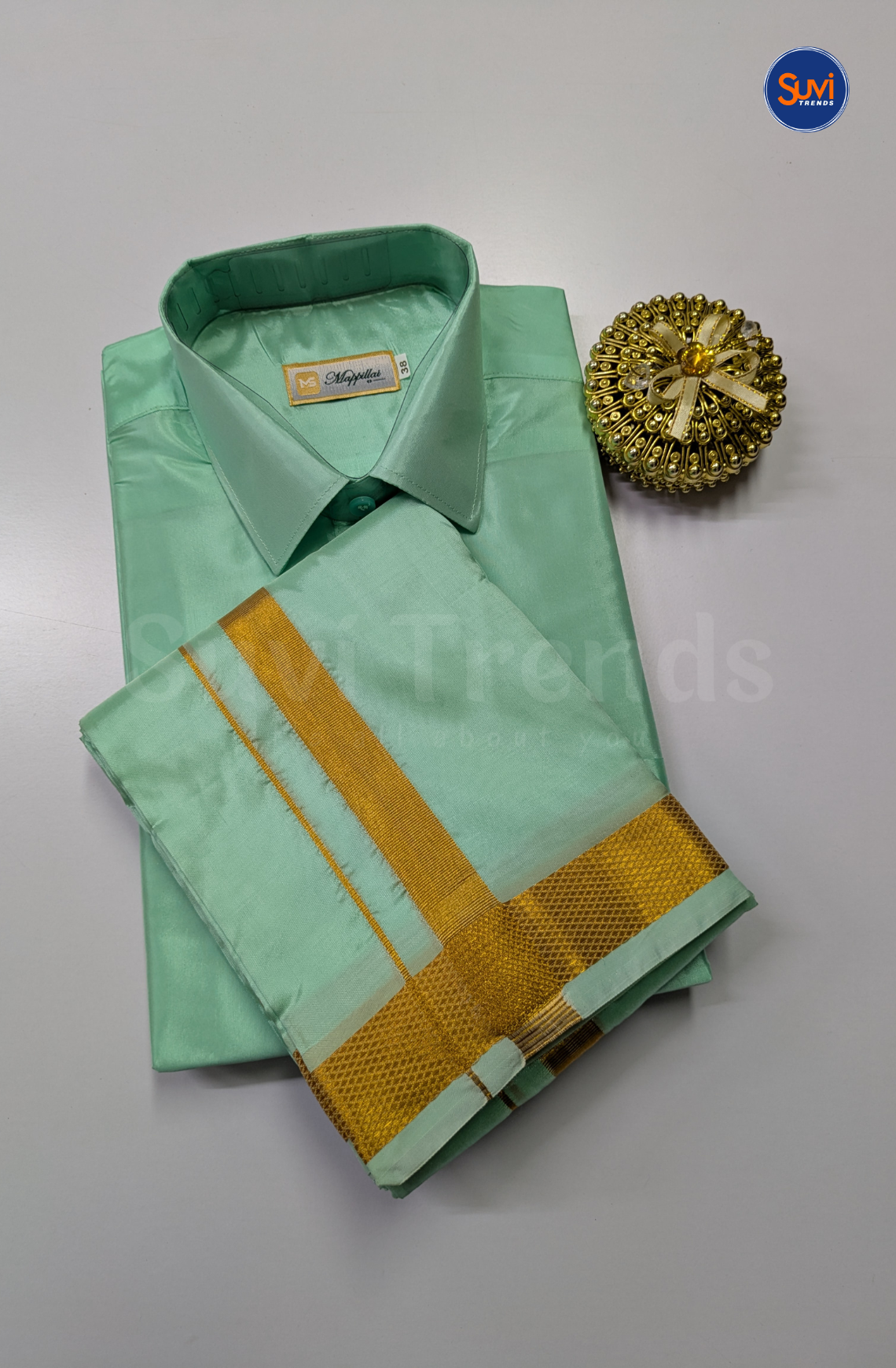 Premium Japan Silk Dhoti Set with Gold Zari - Rexona