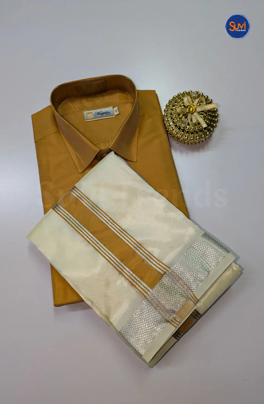 Premium Silk Dhoti Set with Colour Zari - Gajal Gold
