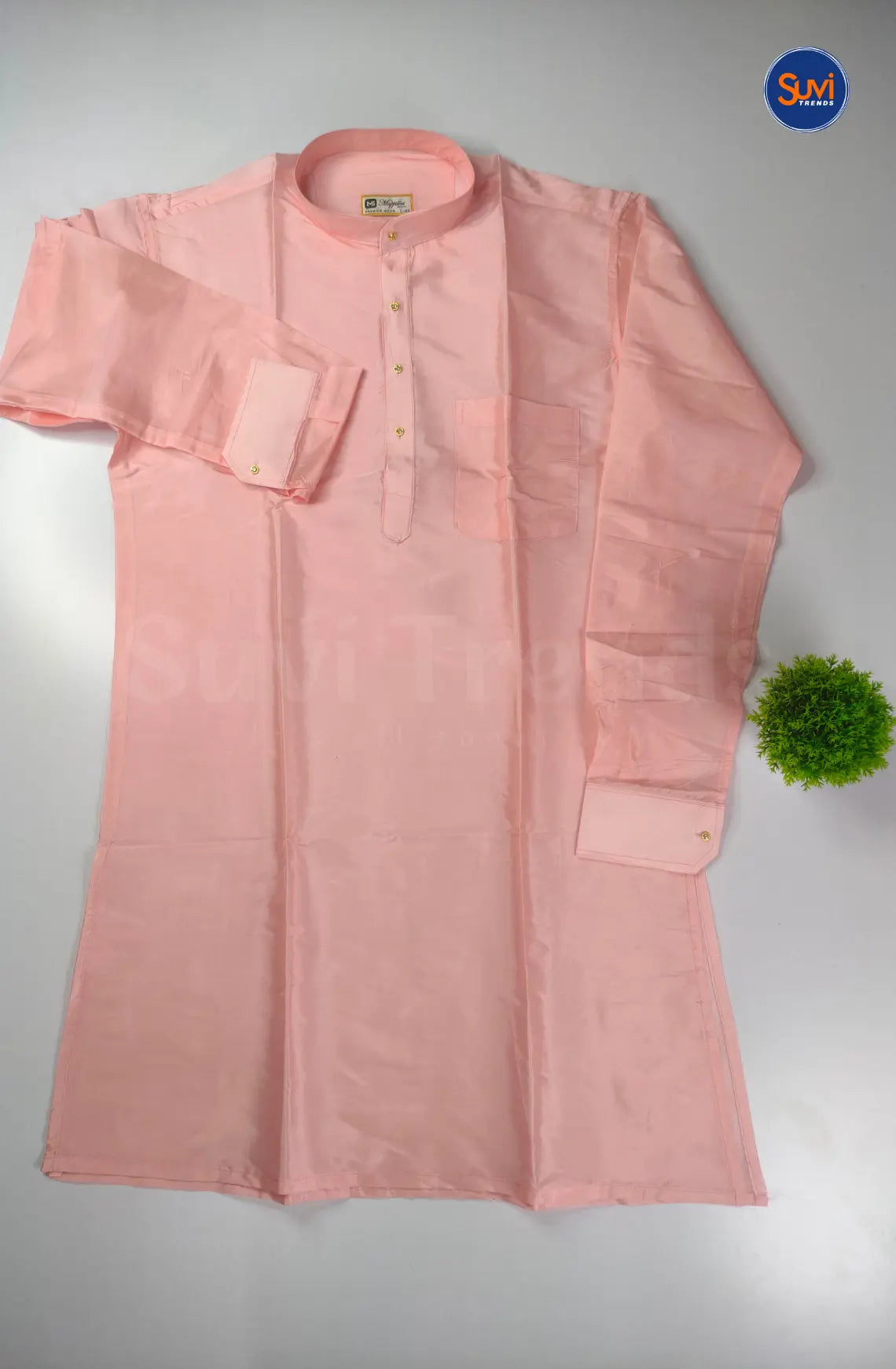 Premium Art Silk Kurta And Dhoti set - Pink