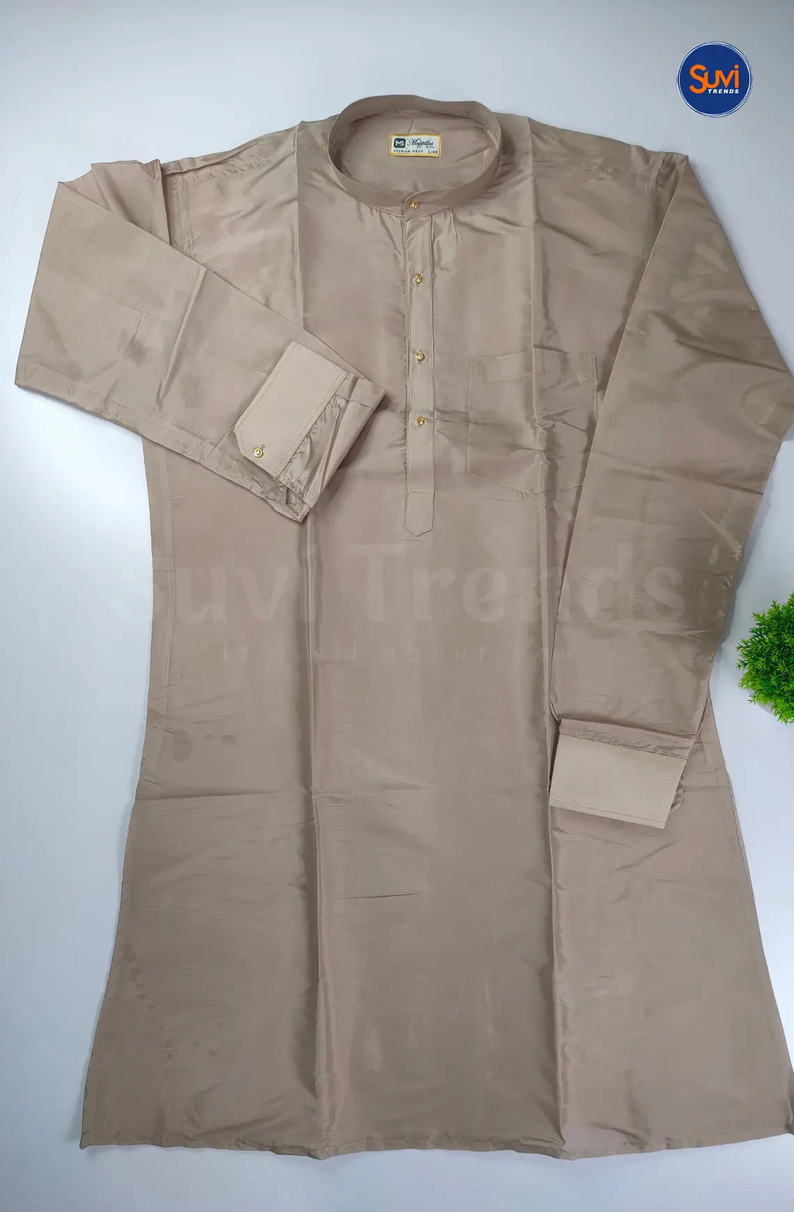 Premium Art Silk Kurta And Dhoti set - Sandstone