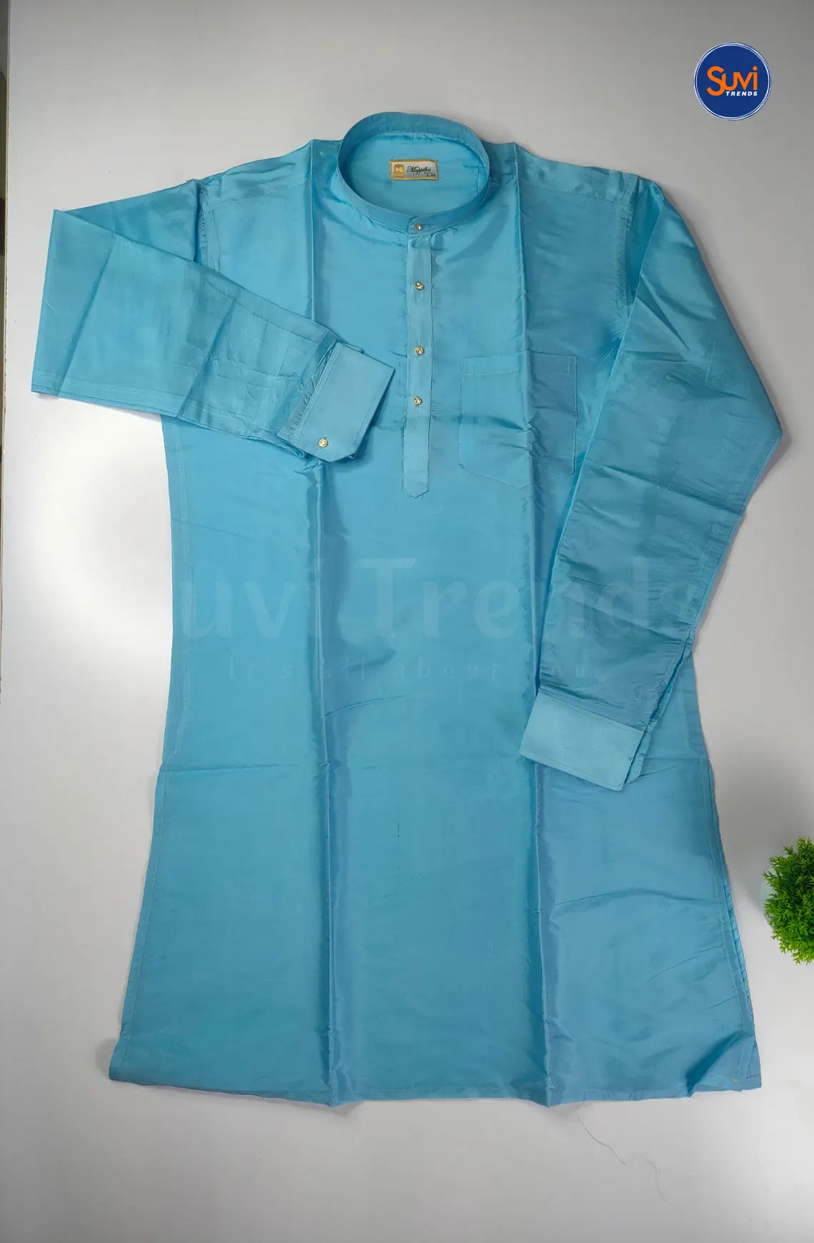 Premium Art Silk Kurta And Dhoti set - Sky Blue