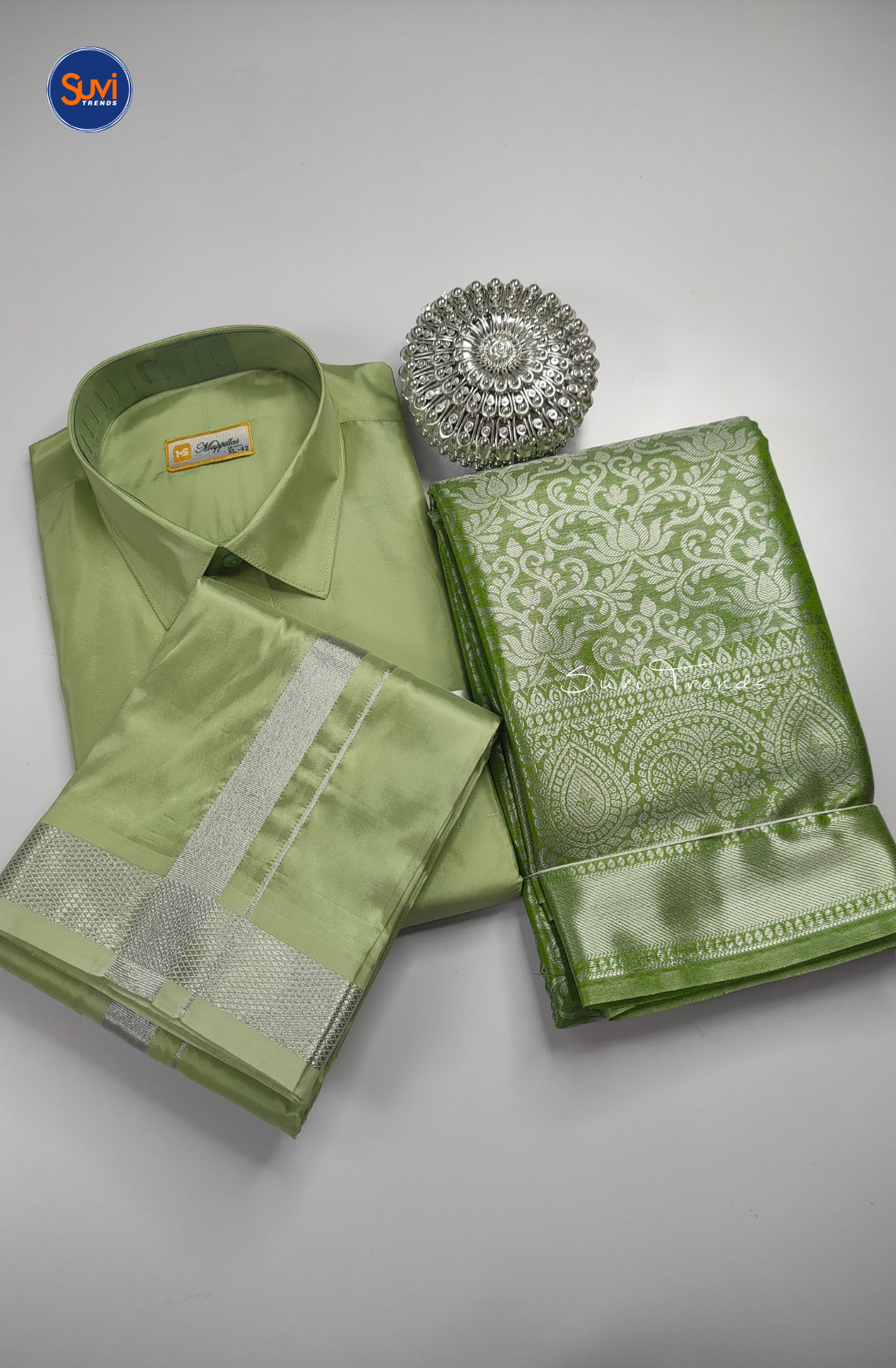 Premium Ethnic Wear Couple Combo Set - Marine Green