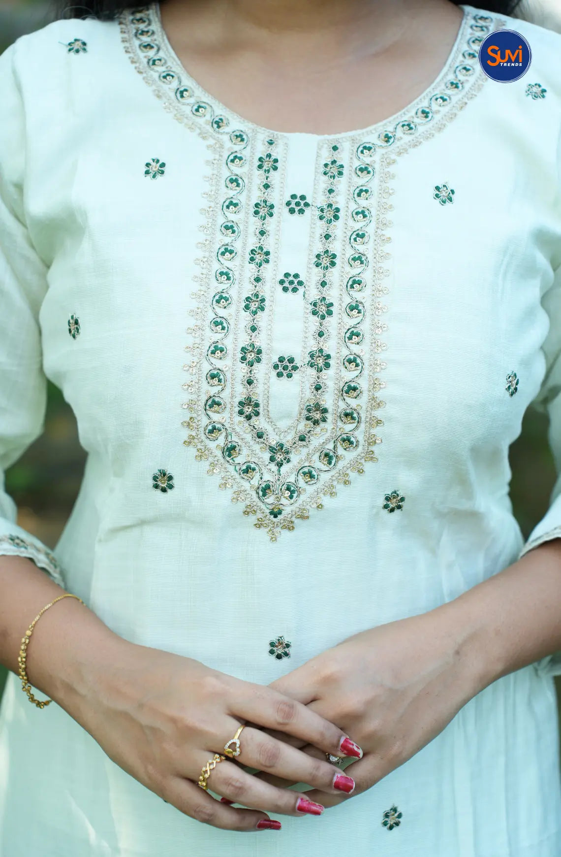 Roman Silk Suit Set with Sequins Embroidery Work - Pastel Light Green