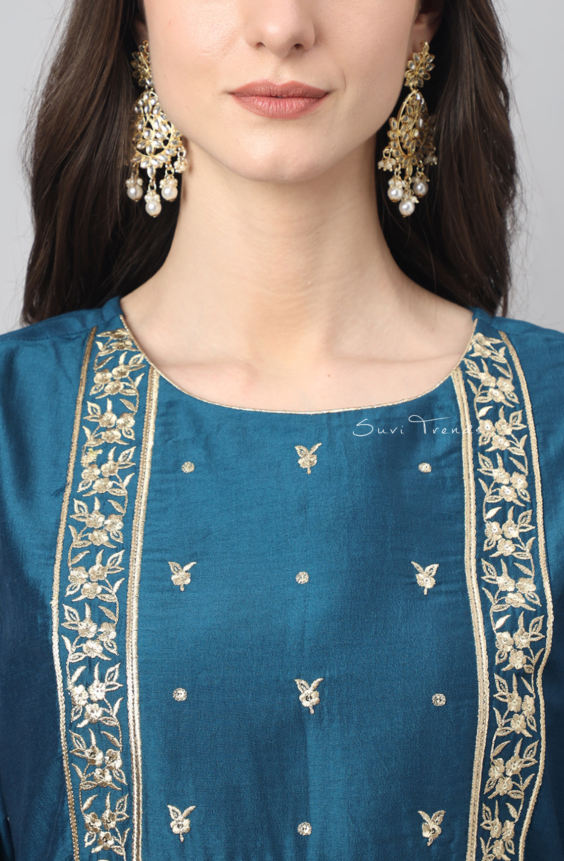 Solid Kurta Set - Teal