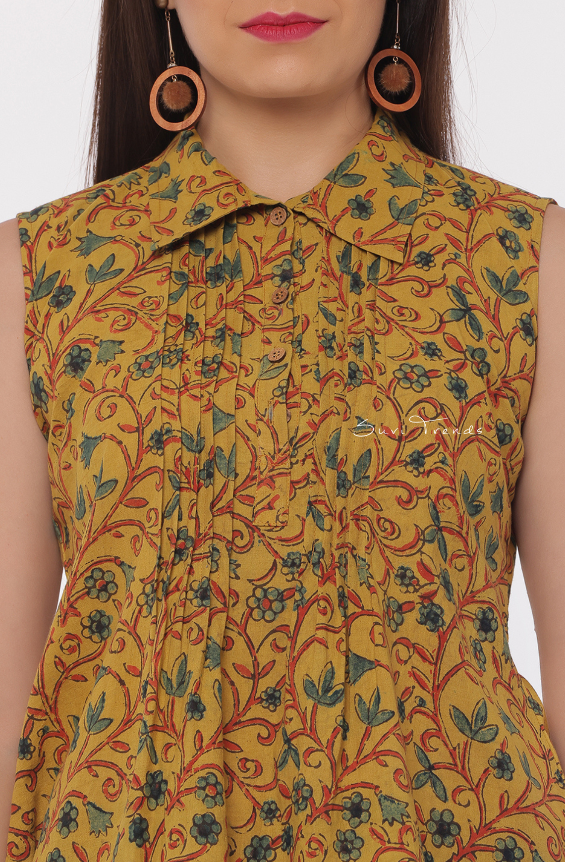 Natural Dyed Ajrakh Short Top - Mustard