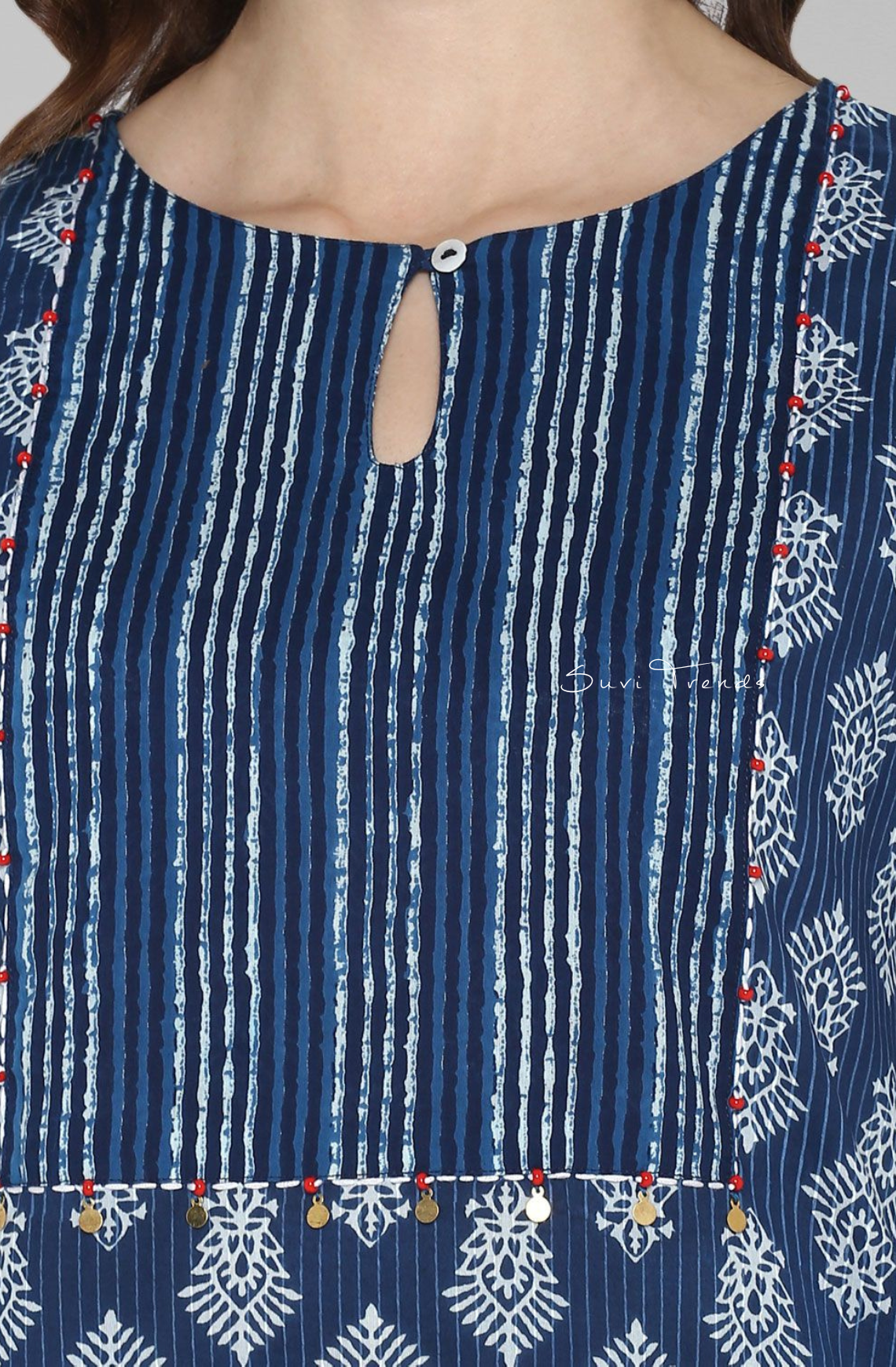 Pure Cotton Block Printed Straight Kurta - Blue
