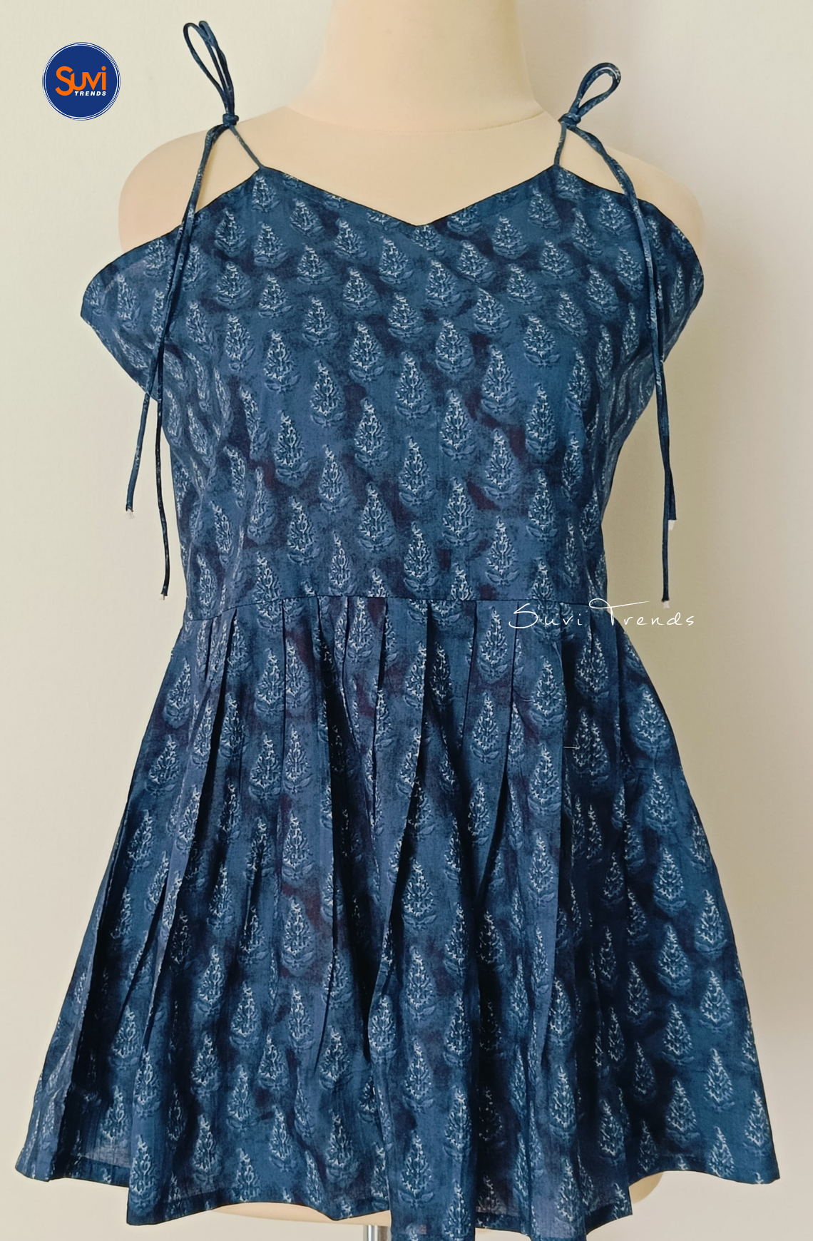 Cotton Peplum Sleeveless Top - Blue