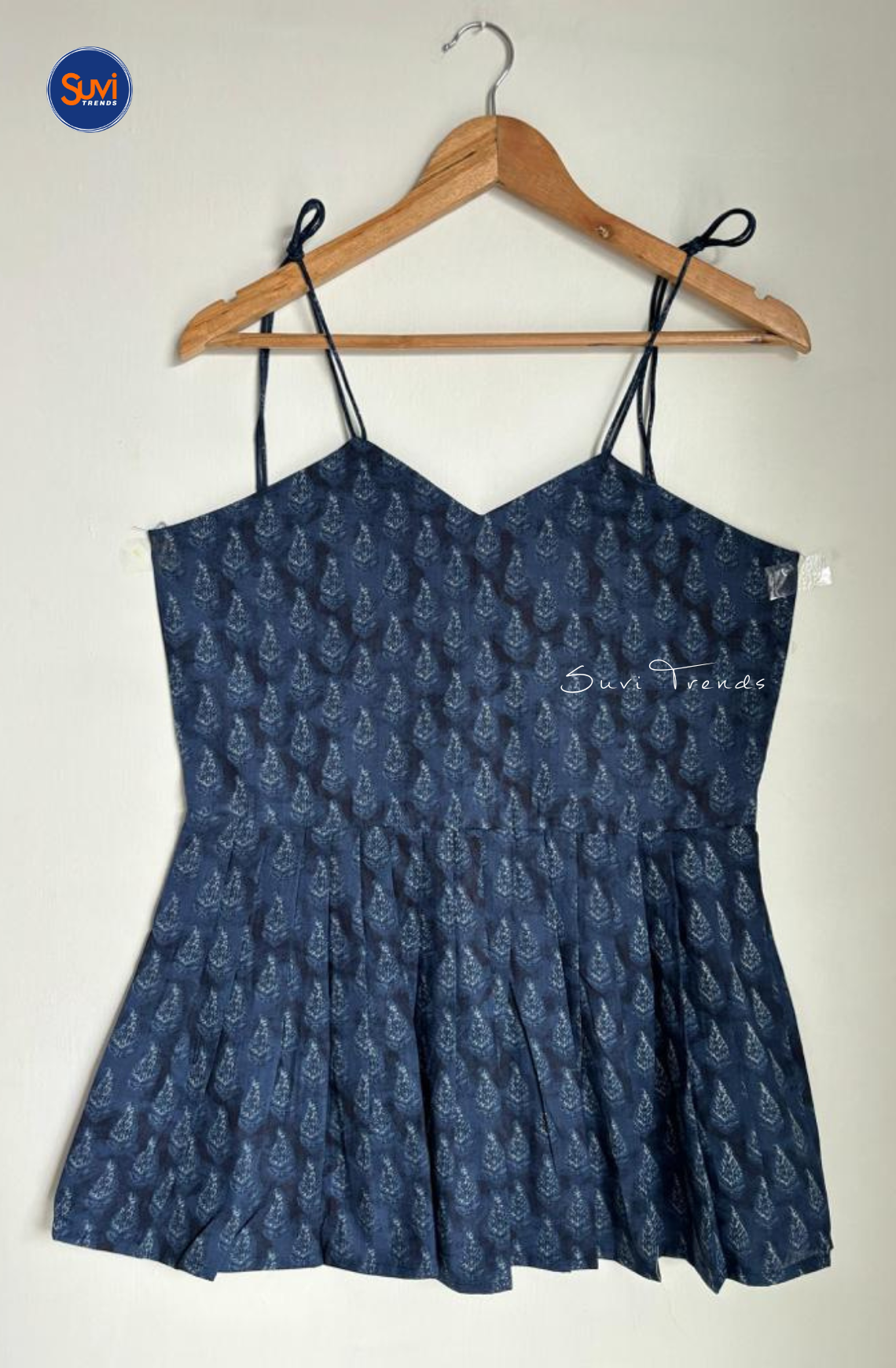 Cotton Peplum Sleeveless Top - Blue