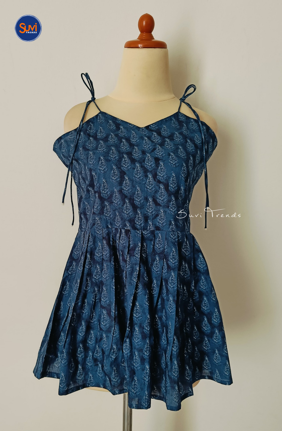 Cotton Peplum Sleeveless Top - Blue