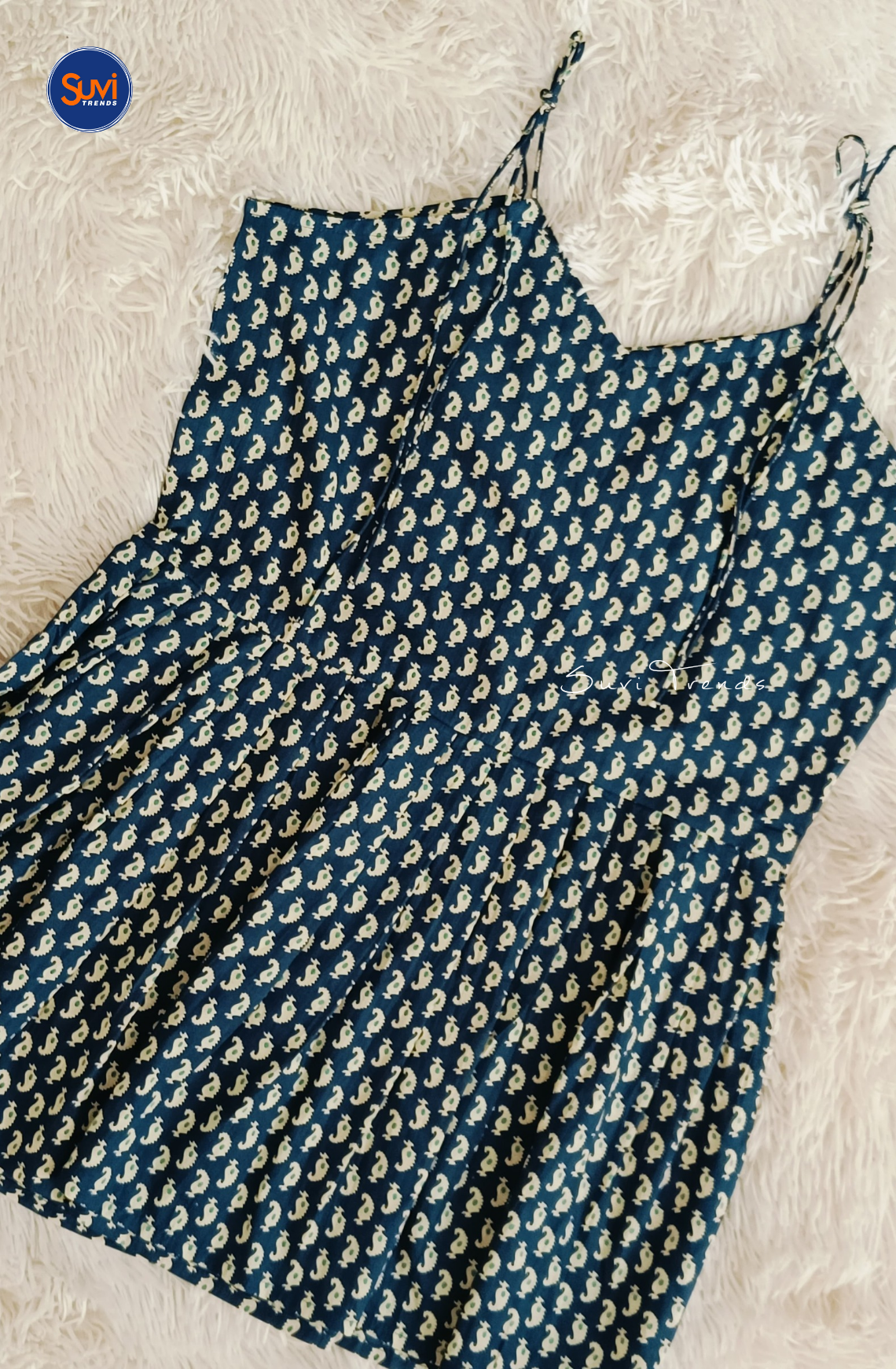 Cotton Peplum Sleeveless Top - Navy Blue