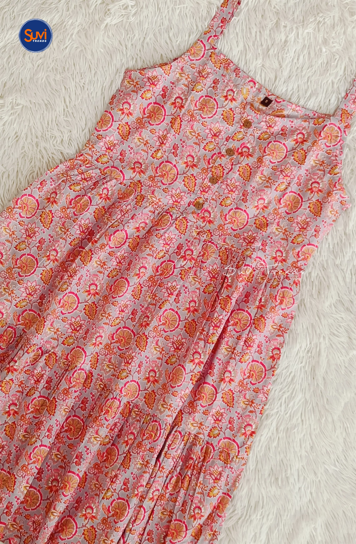Floral Printed Sleeveless Dress - Grey