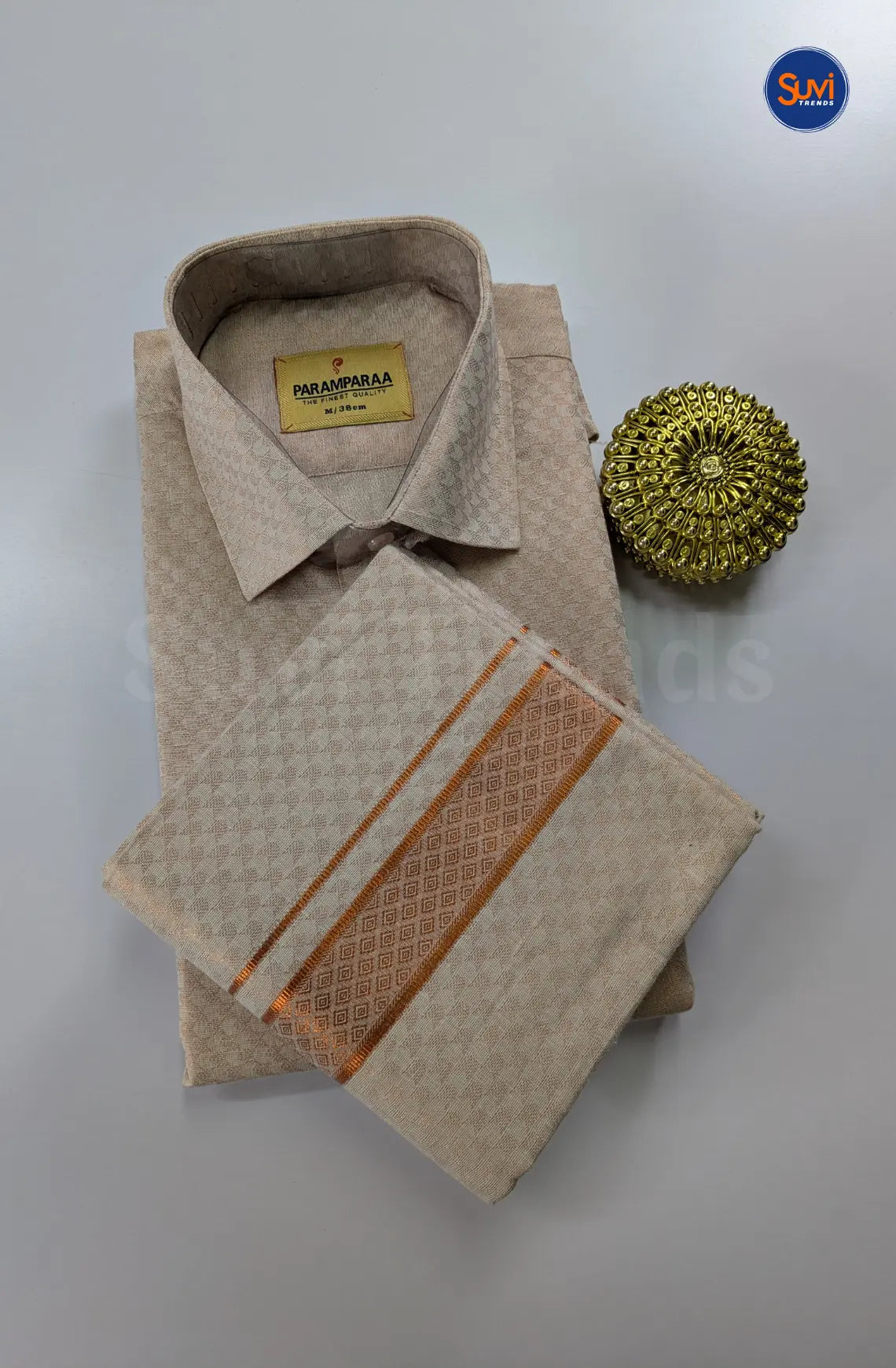 Wedding Zari Brocade Shirt and Dhoti Set 1