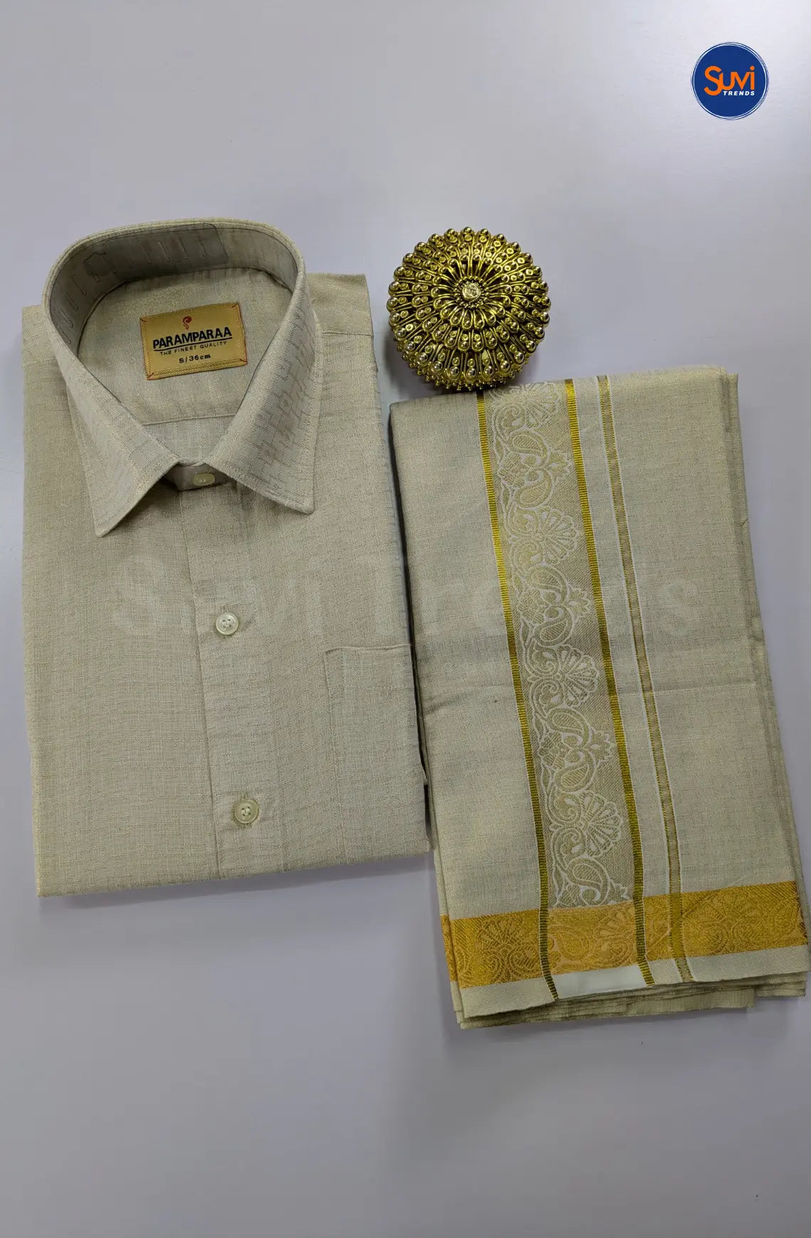 Wedding Zari Brocade Shirt and Dhoti Set 4