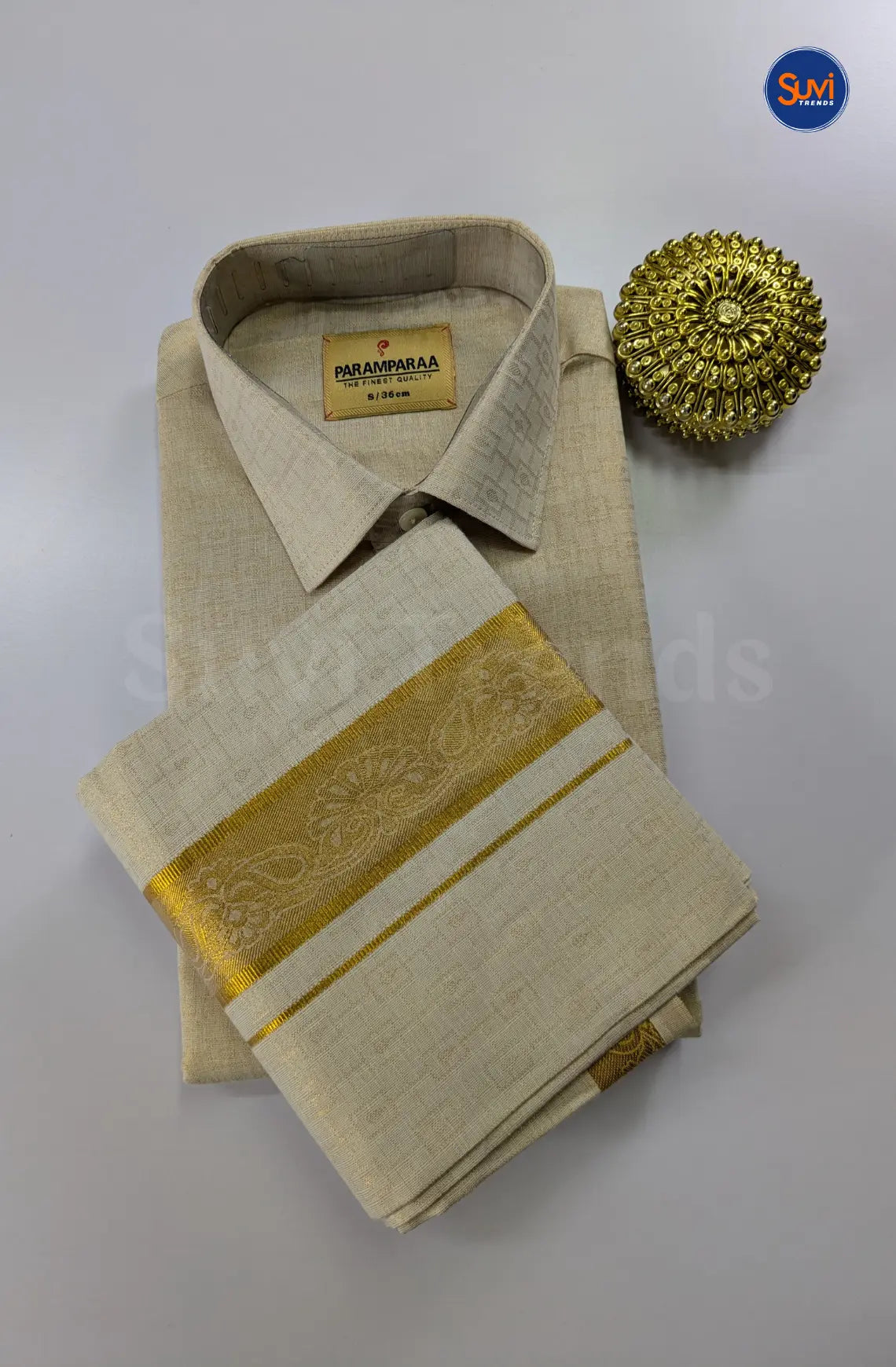 Wedding Zari Brocade Shirt and Dhoti Set 5
