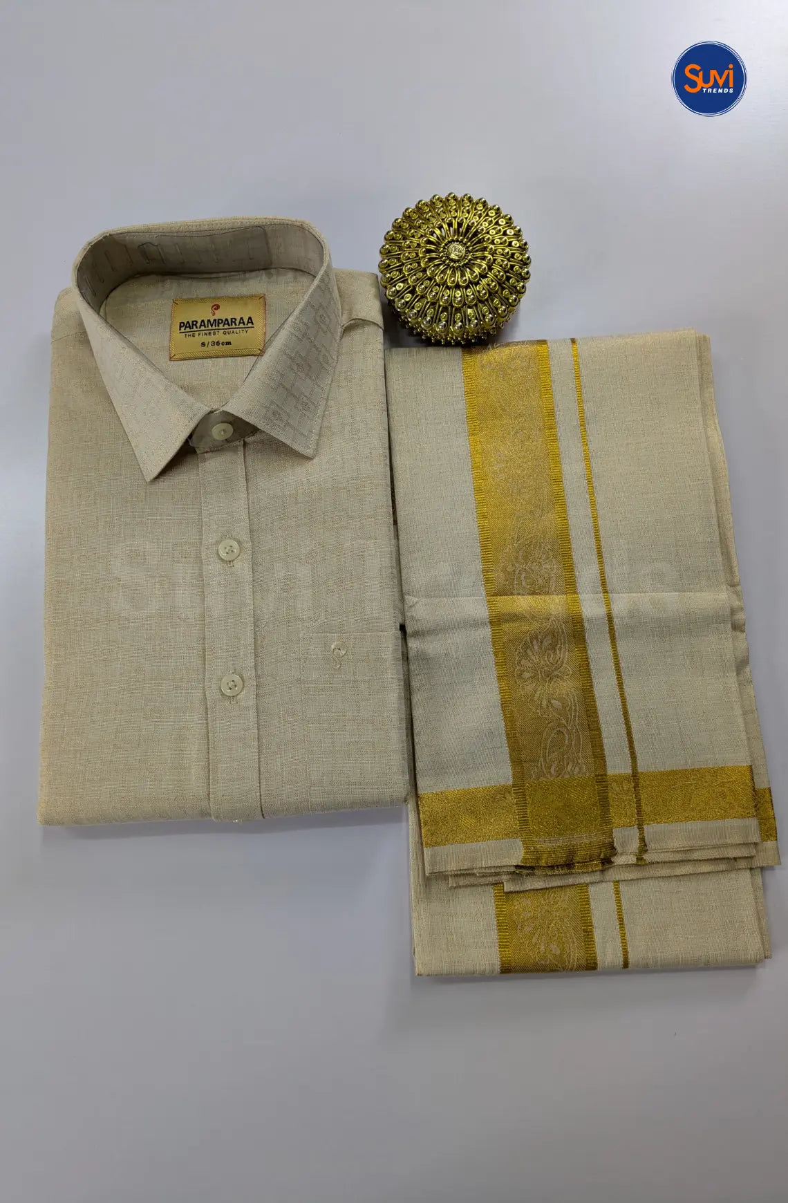 Wedding Zari Brocade Shirt and Dhoti Set 5